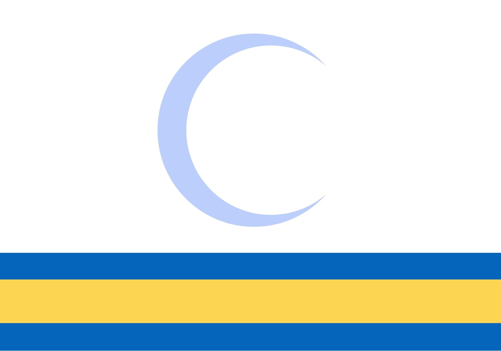 Iraq Flag 2004-2004, blue yellow and white state flag, moon, 3d and abstract