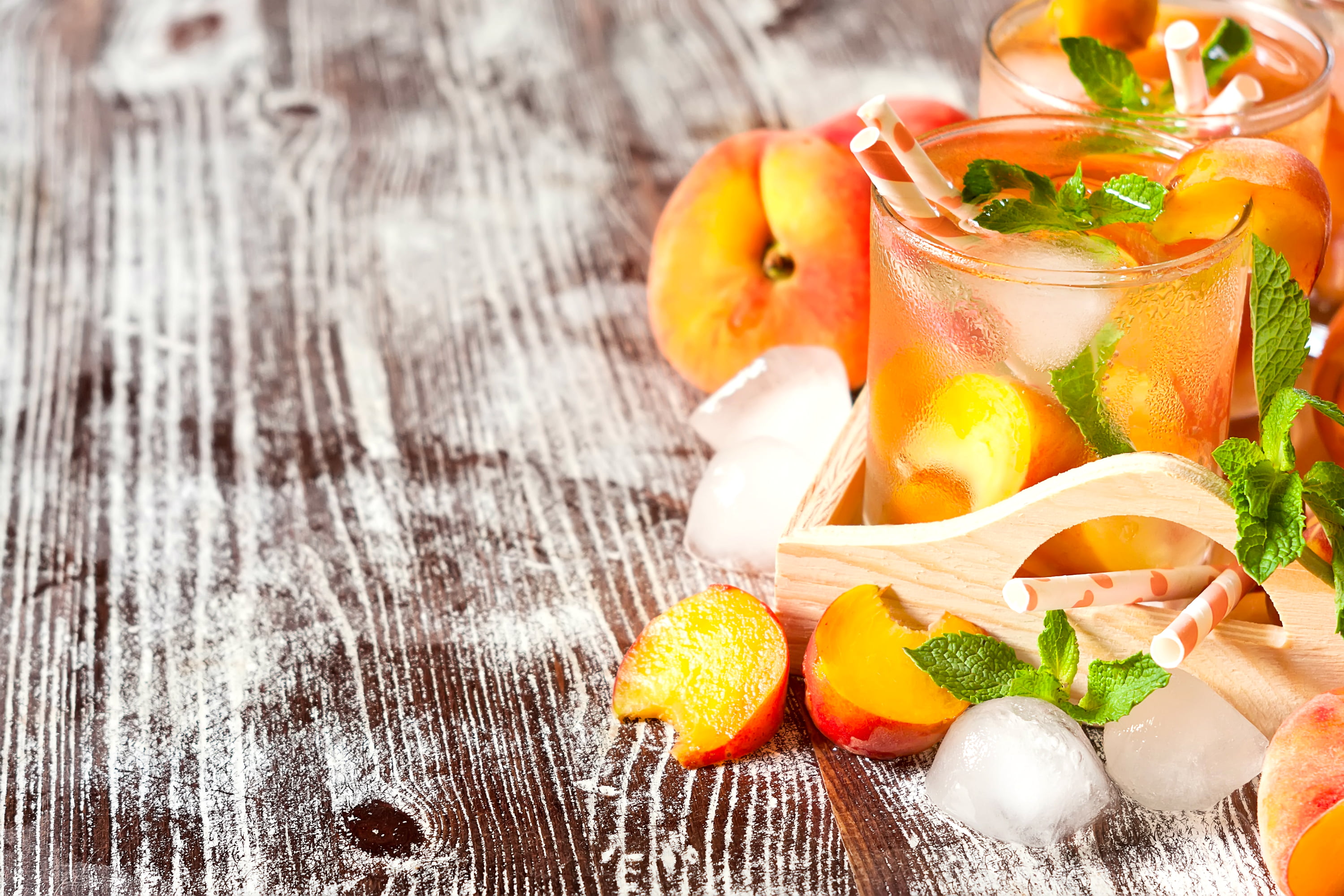 peach juice, homemade lemonade, beverage, mint, fruit, food, freshness