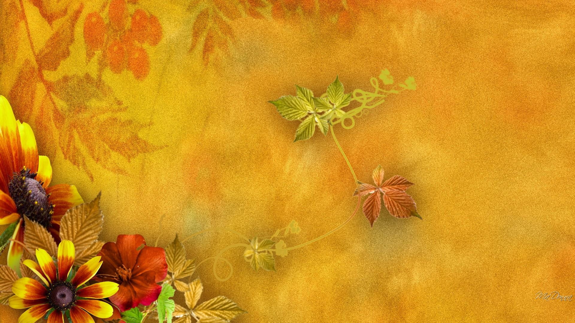Fall So Fine, gold, autumn, orange, vines, leaves, flowers
