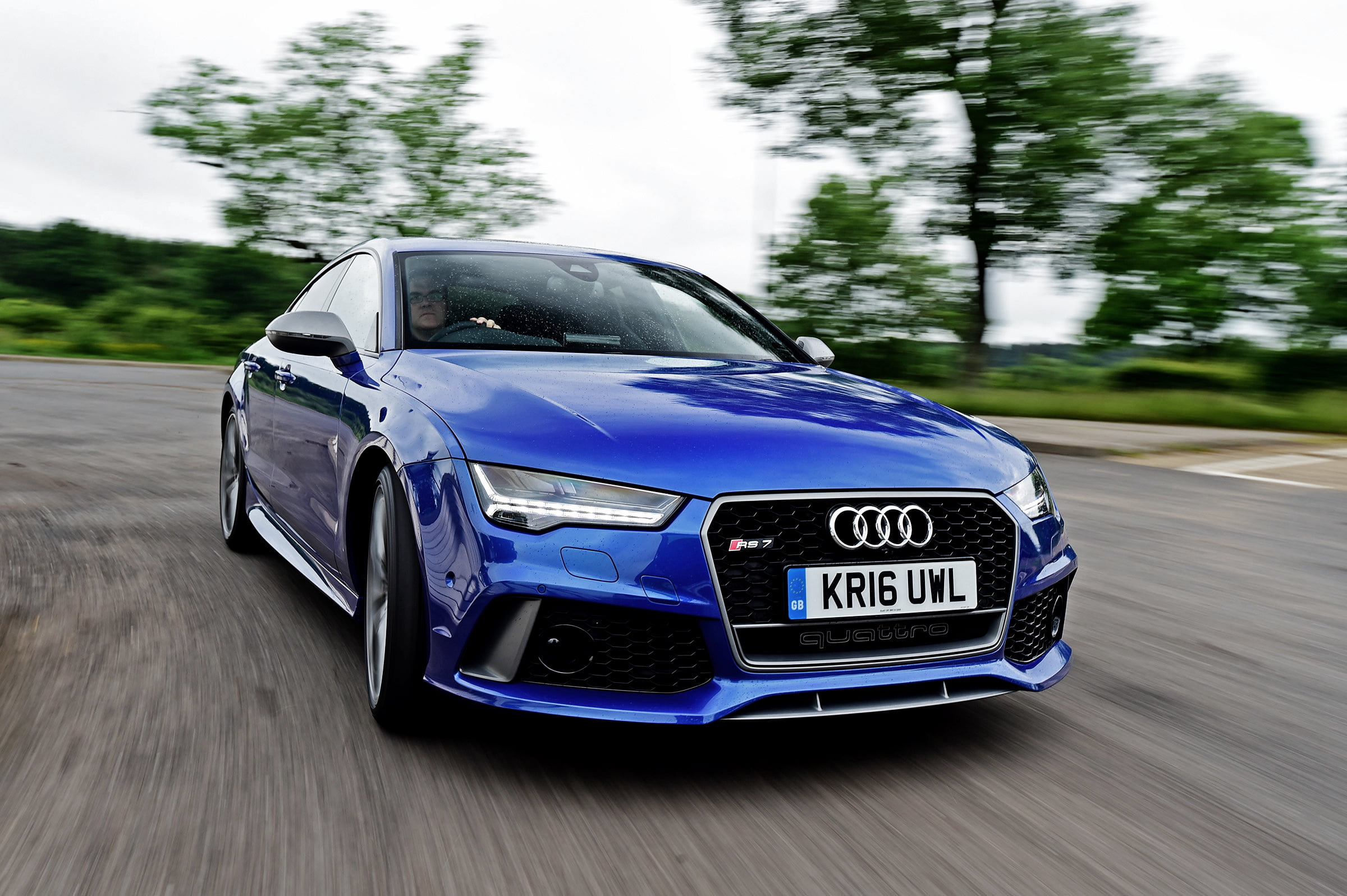 blue Audi coupe, sportback, rs7, car, land Vehicle, luxury, speed