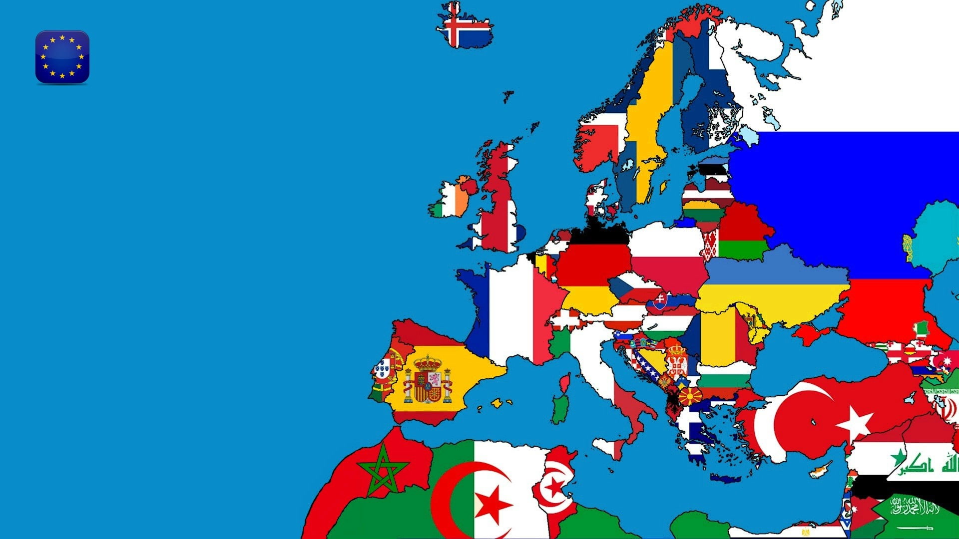 Countries, Europe, Flag, map, sea