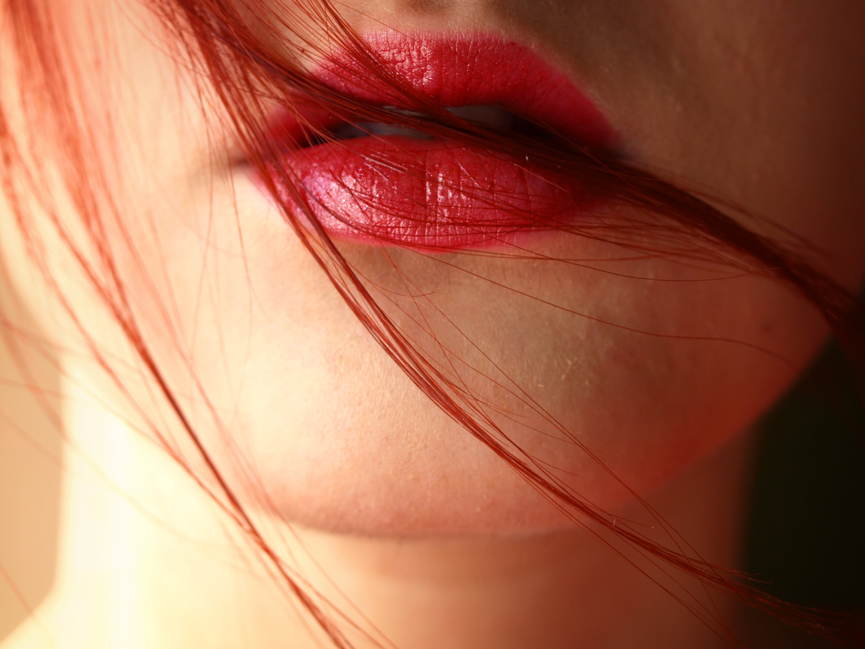 Women's red lipstick, beauty, human Face, close-up, females, beautiful
