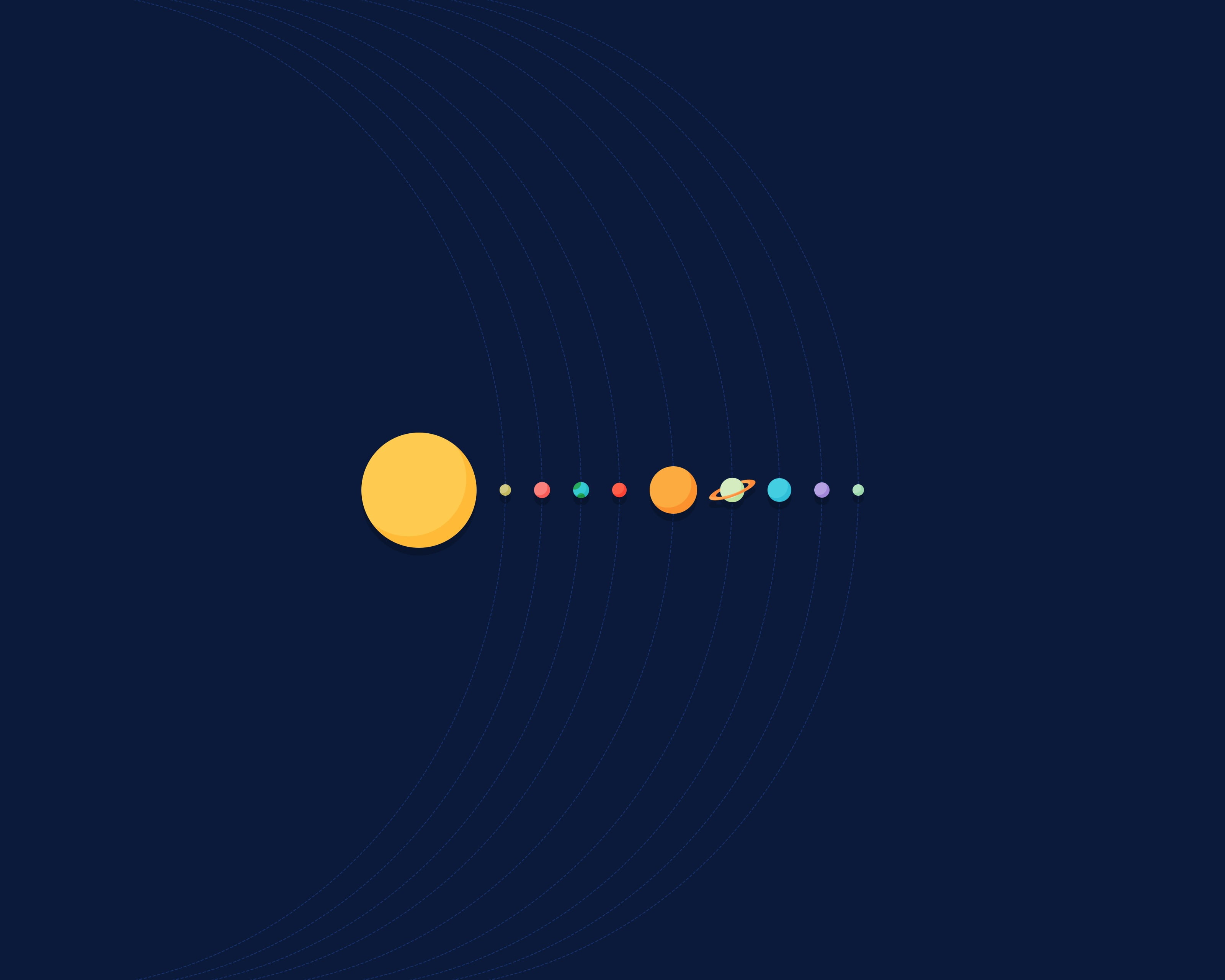 solar system illustration, minimalism, circle, geometric shape