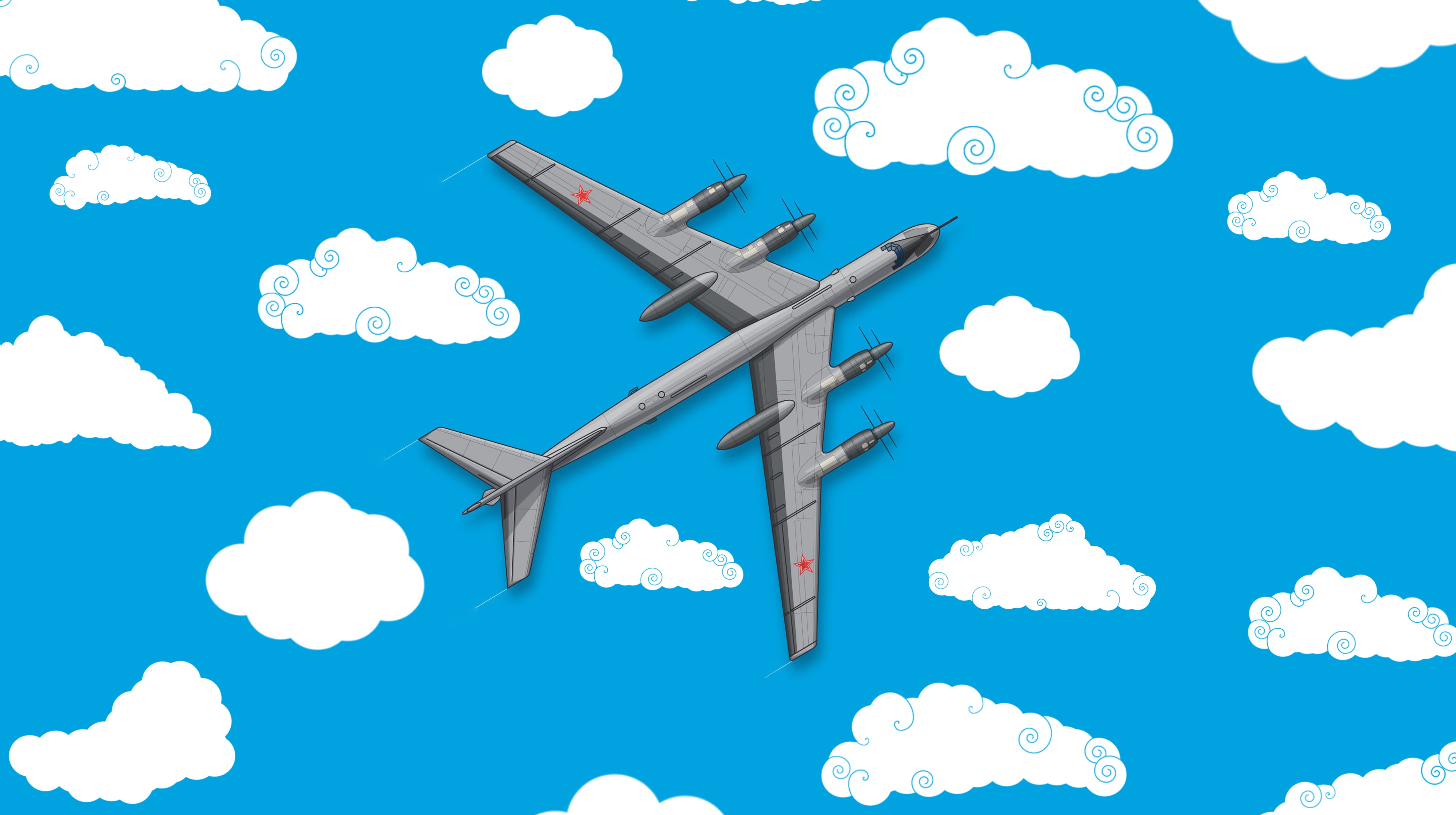 Clouds, Minimalism, The plane, Fighter, Russia, Art, The view from the top