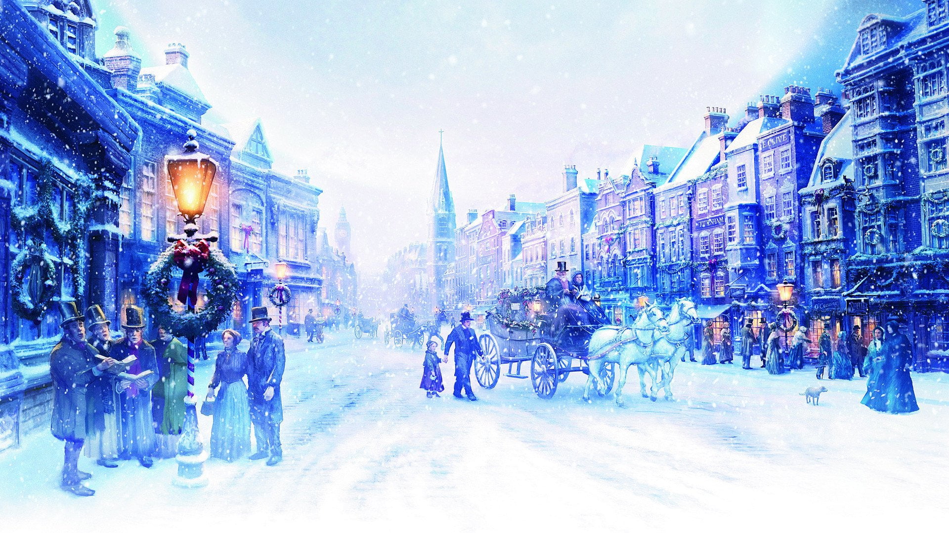 Disney, A Christmas Carol, winter, snow, cold temperature, architecture