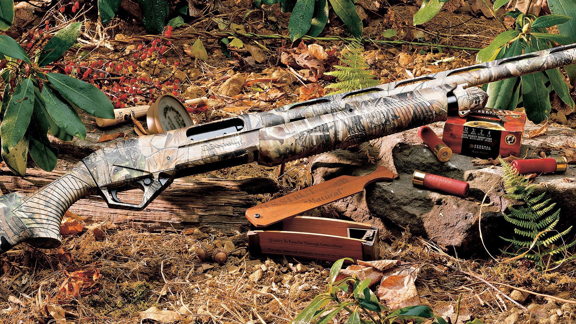 brown and black hunting rifle, shotgun, Benelli SuperNova, weapon