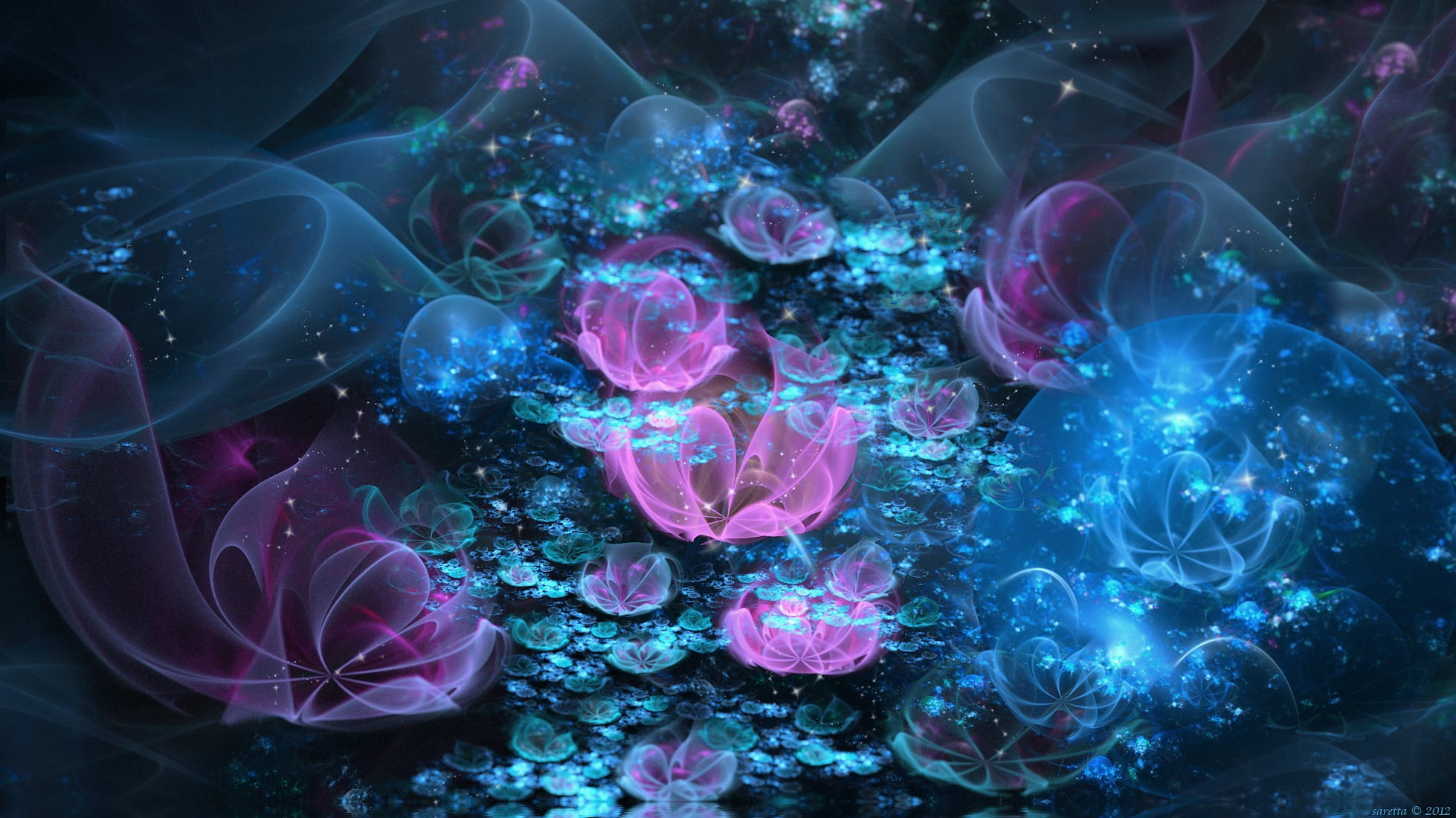 pink and purple flower bouquet, abstract, fractal, pink color