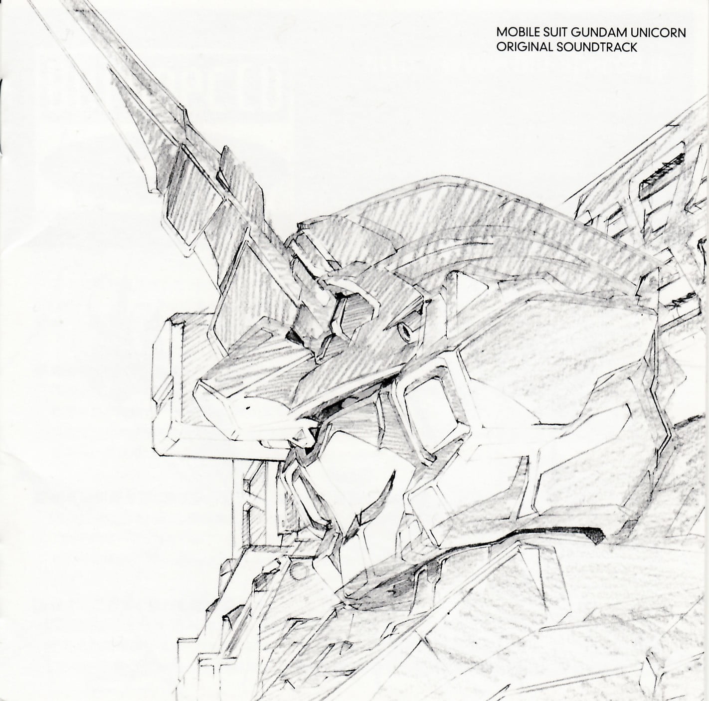 mobile suit gundam unicorn sketch, anime, cover art, no people