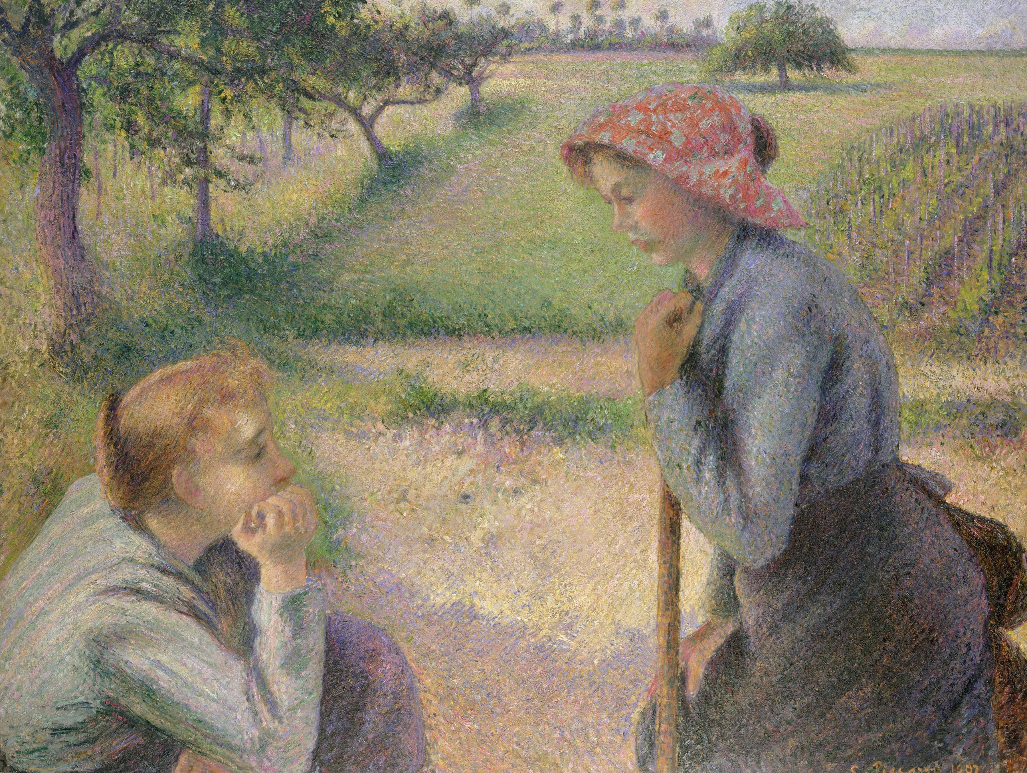picture, genre, Camille Pissarro, The Conversation Of Two Peasants