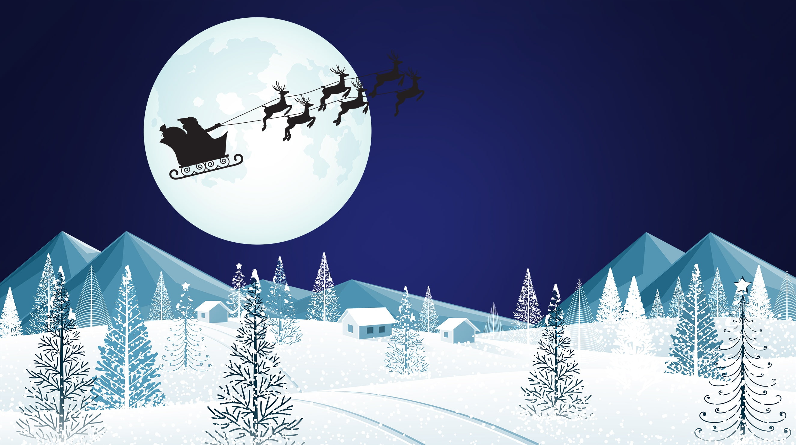The moon, Christmas, Silhouette, Background, Holiday, Santa Claus