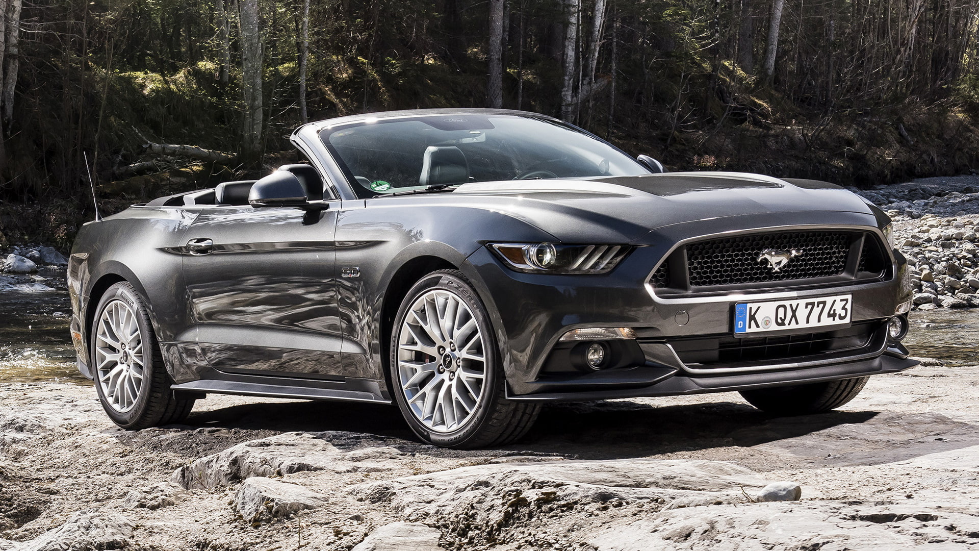 Ford, Ford Mustang GT, Car, Convertible, Muscle Car, Silver Car