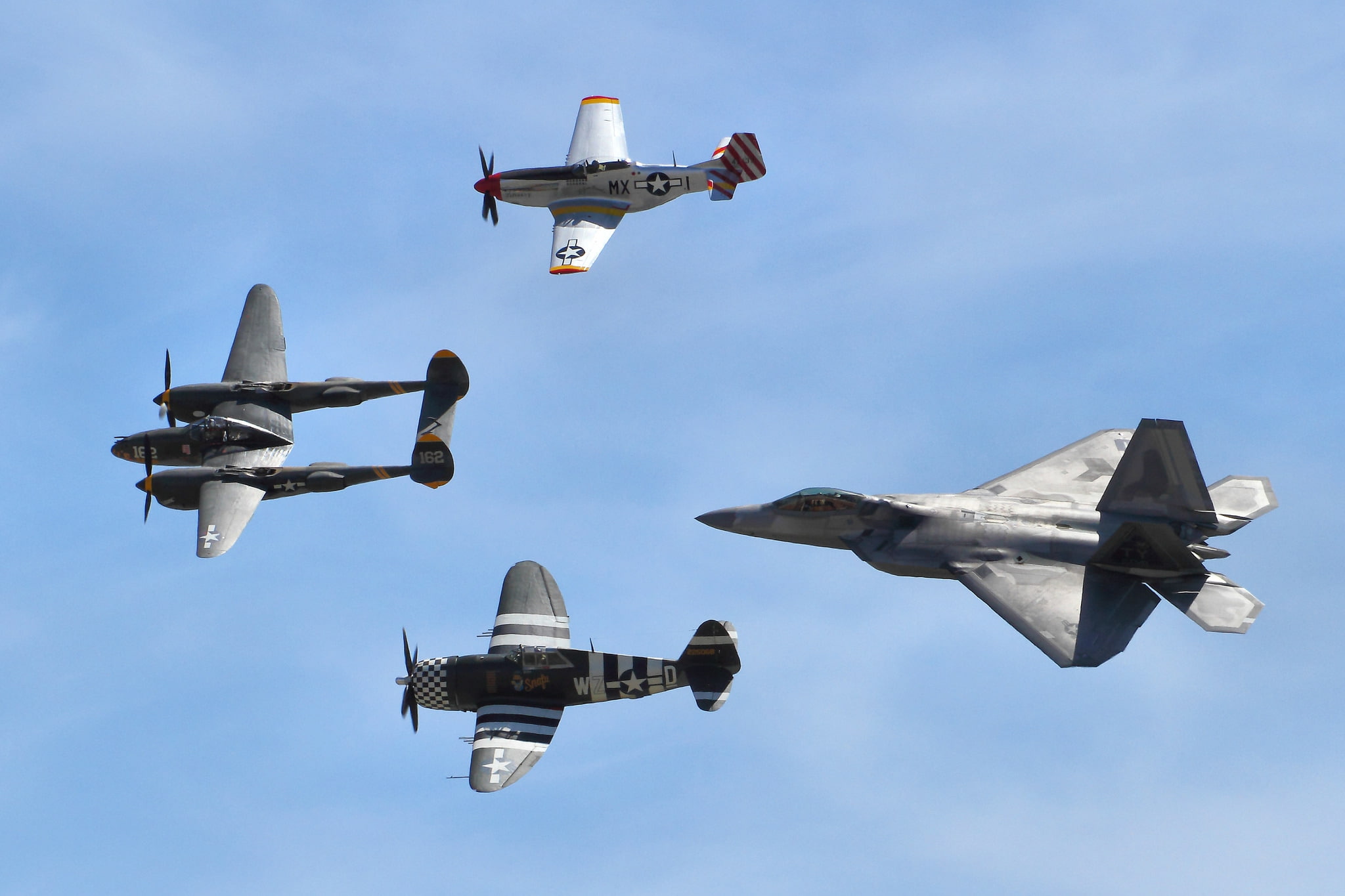 flight, Mustang, P-51, Lightning, Thunderbolt, F-22 Raptor