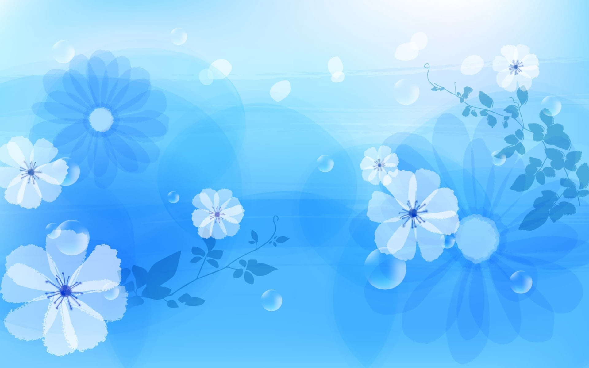 blue and white floral wallpaper, flowers, abstract, background