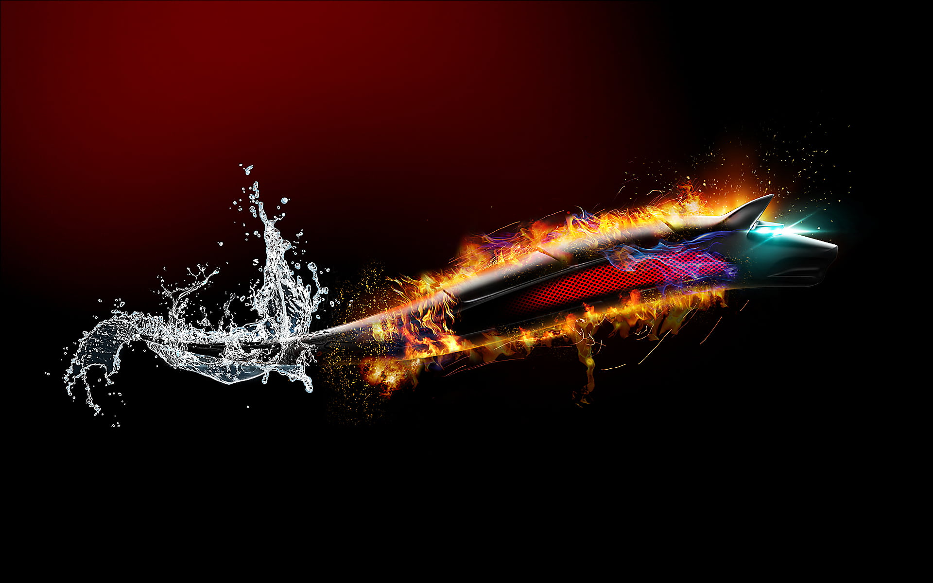 water and fire illustration, dragon, wolf, dark, antivirus, Bitdefender