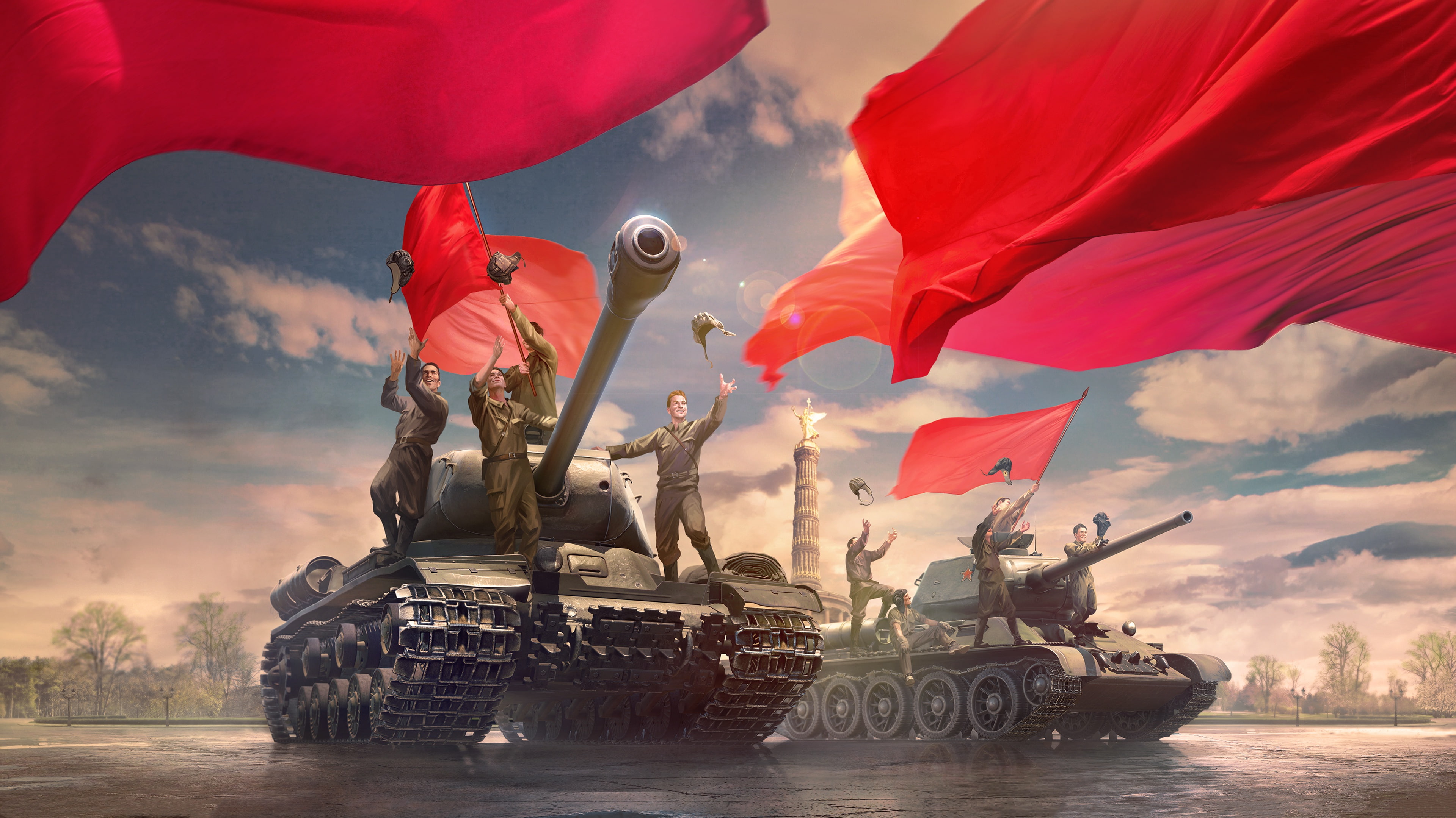 figure, area, art, glee, red, tanks, banners, World of Tanks