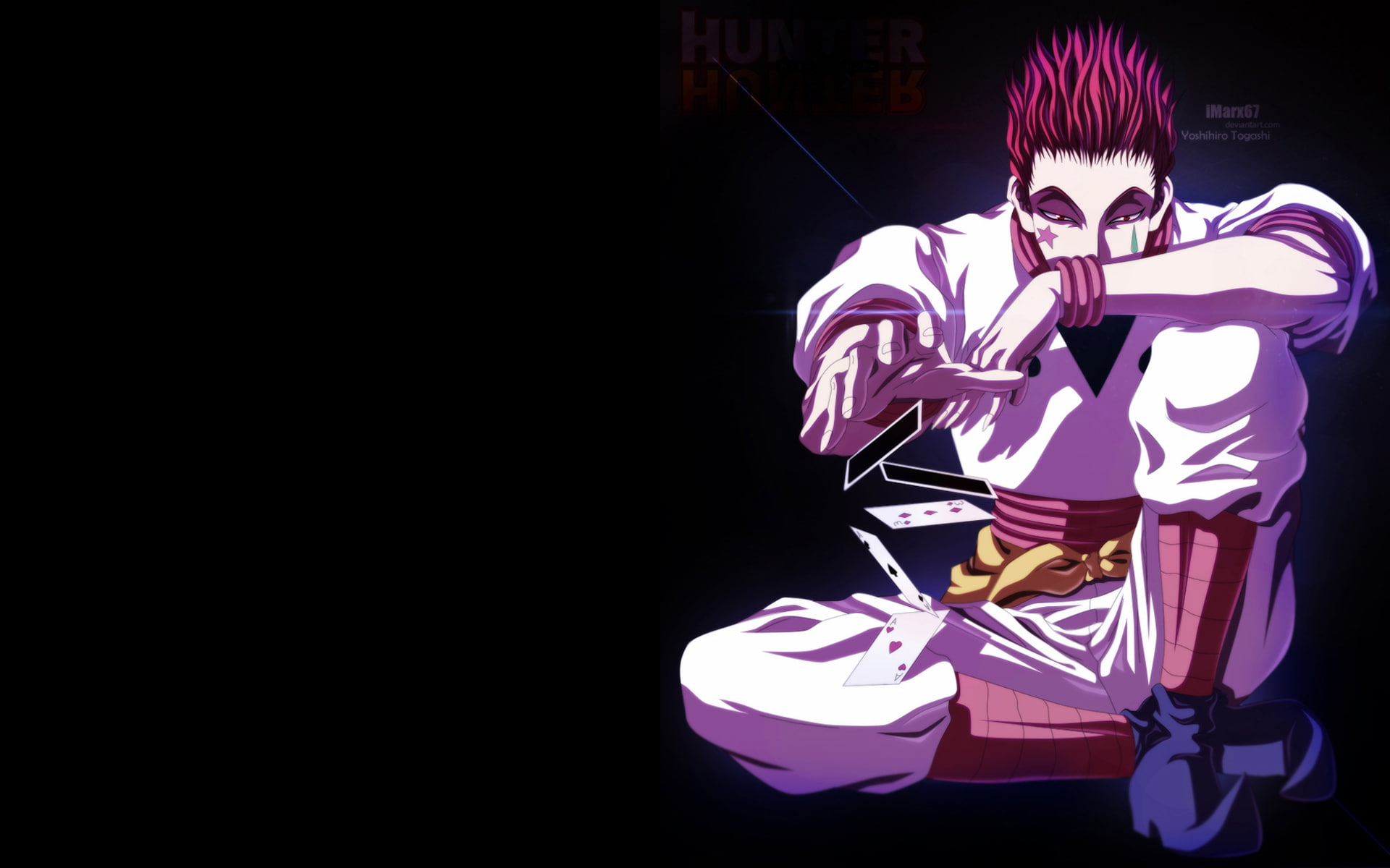 Hunter x Hunter, Hisoka, anime boys, simple background