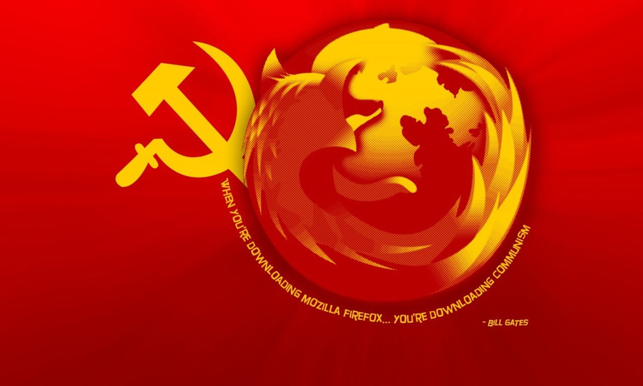 Mozilla Firefox logo, communism, red, indoors, close-up, celebration