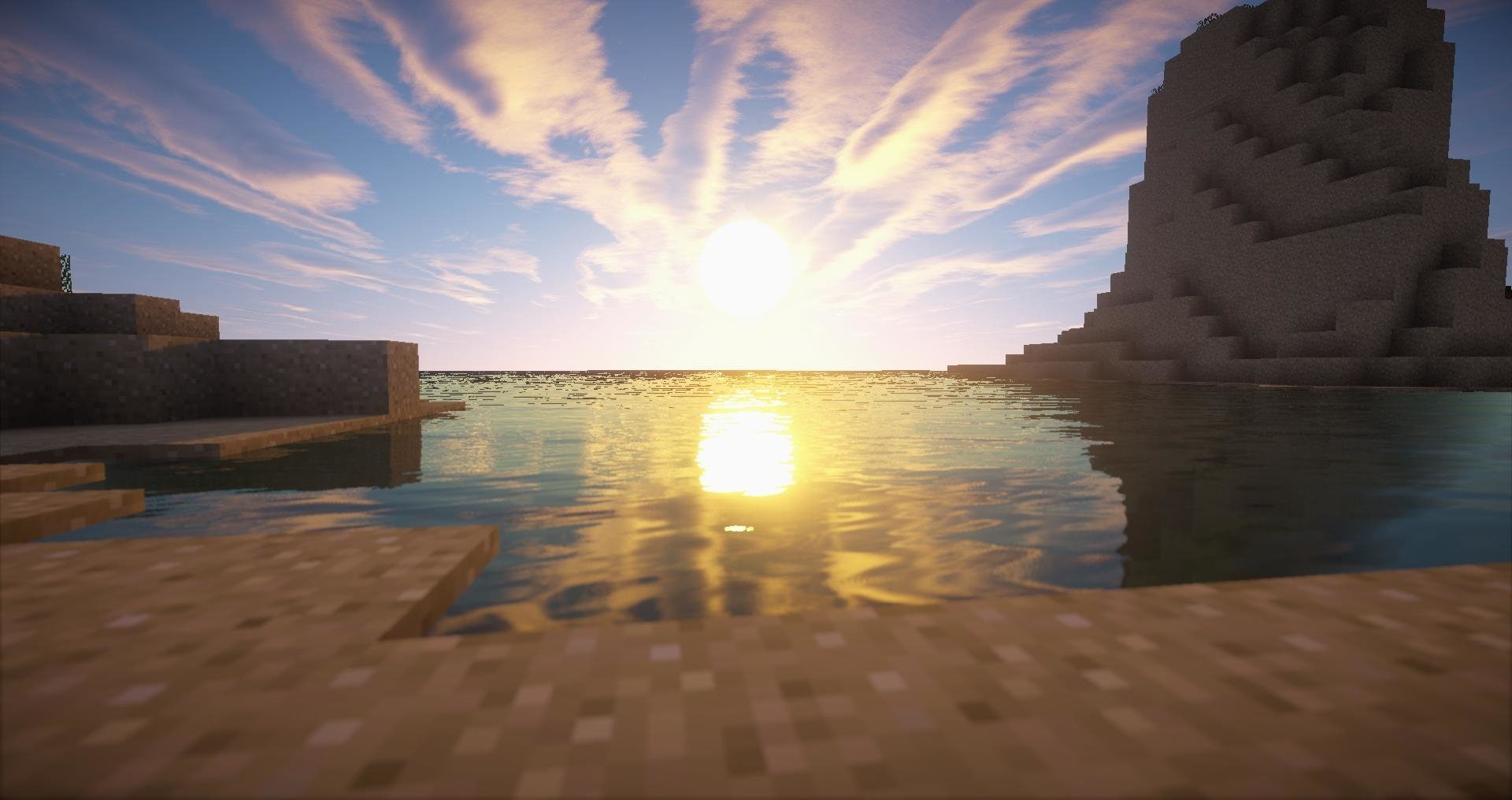 Video Game, Minecraft, Beach, Sun, Sunset