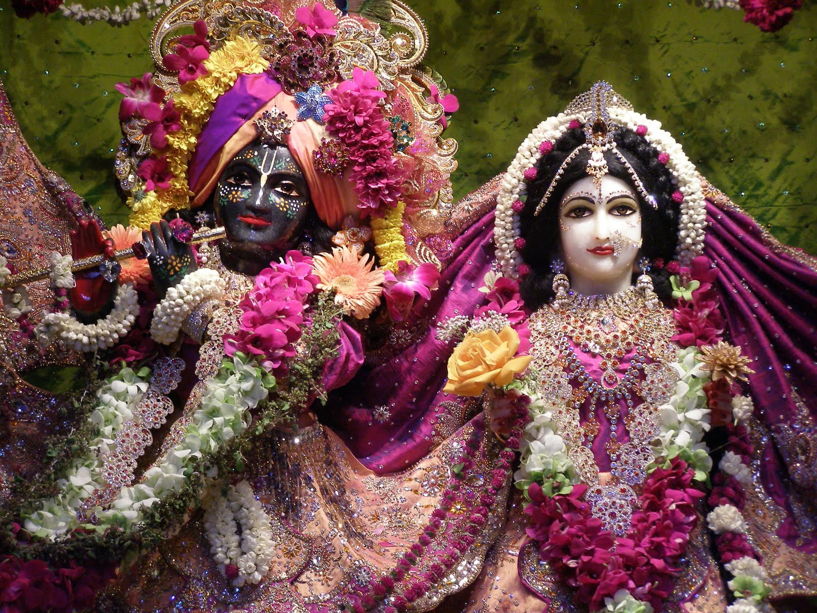 Lord Krishan Goddess Radha, two religious statues, Lord Krishna