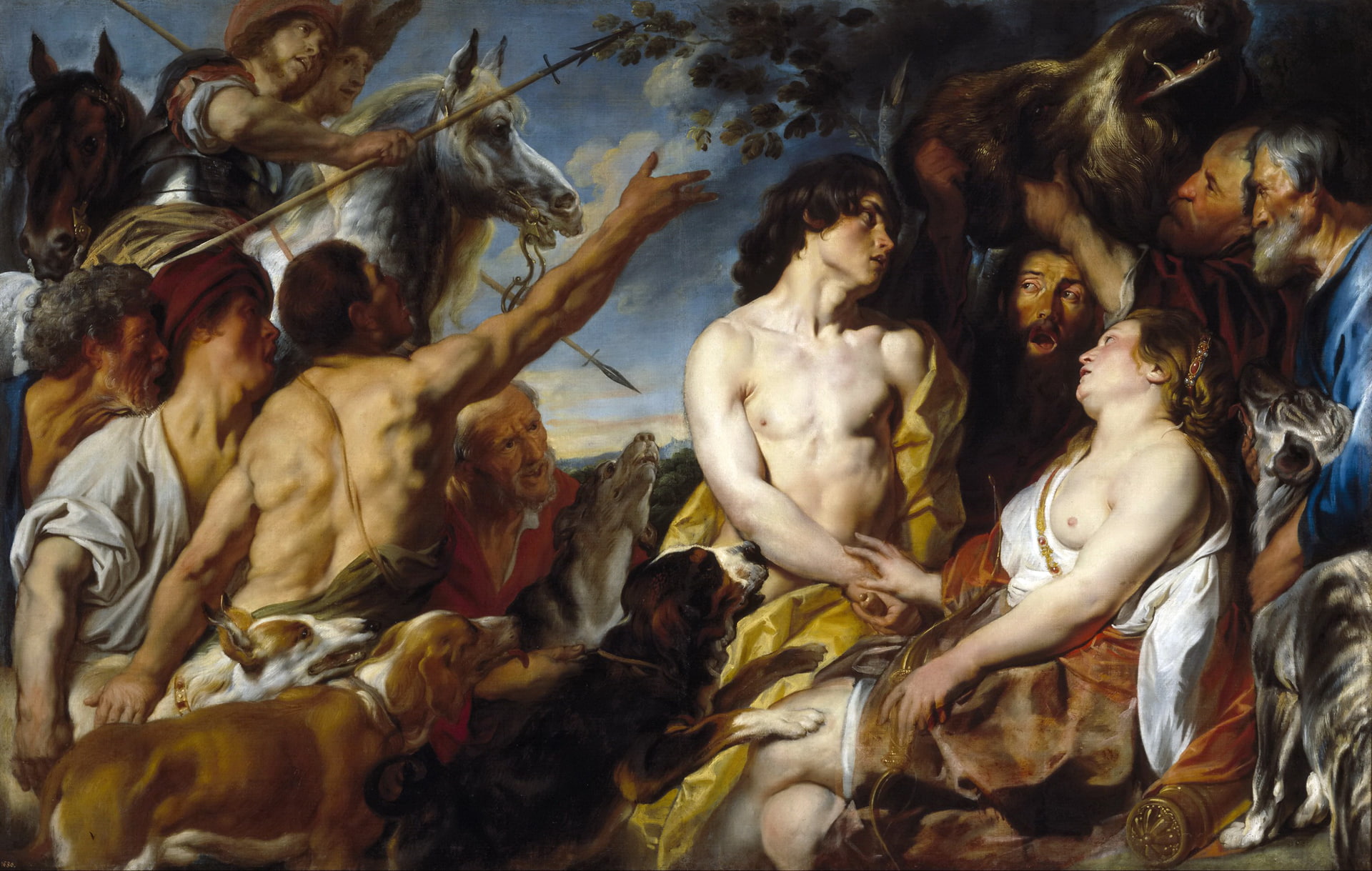 picture, mythology, Jacob Jordaens, Meleager and Atalanta