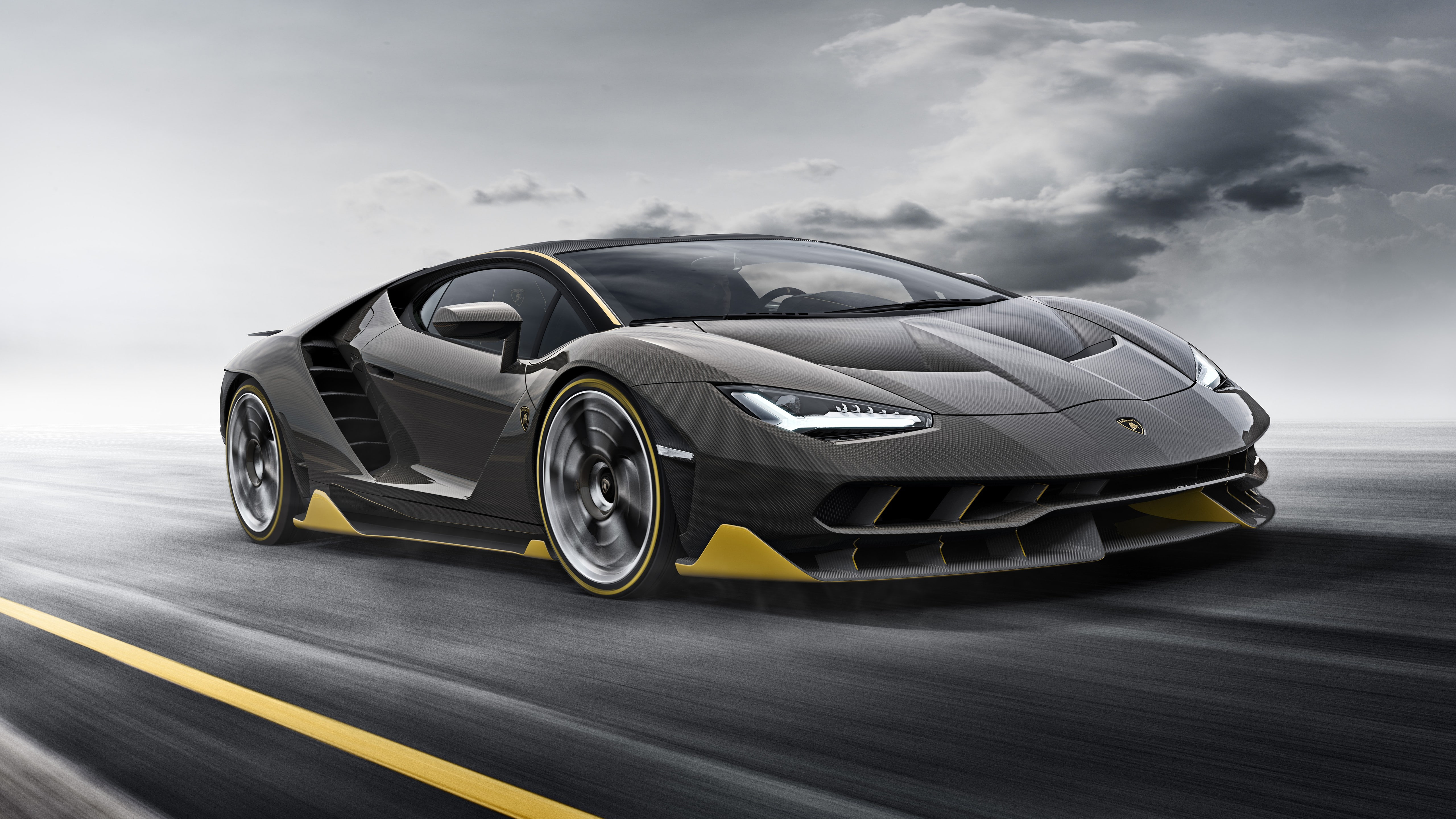 Lamborghini, black, motion blur, yellow, vehicle, road, car