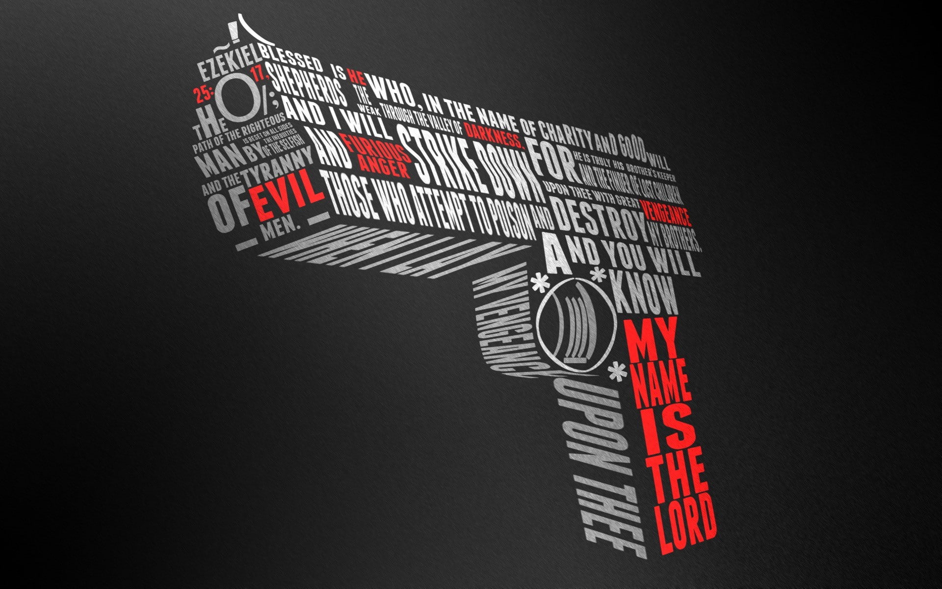 Pulp Fiction, gun, text, word clouds, typography, artwork, weapon