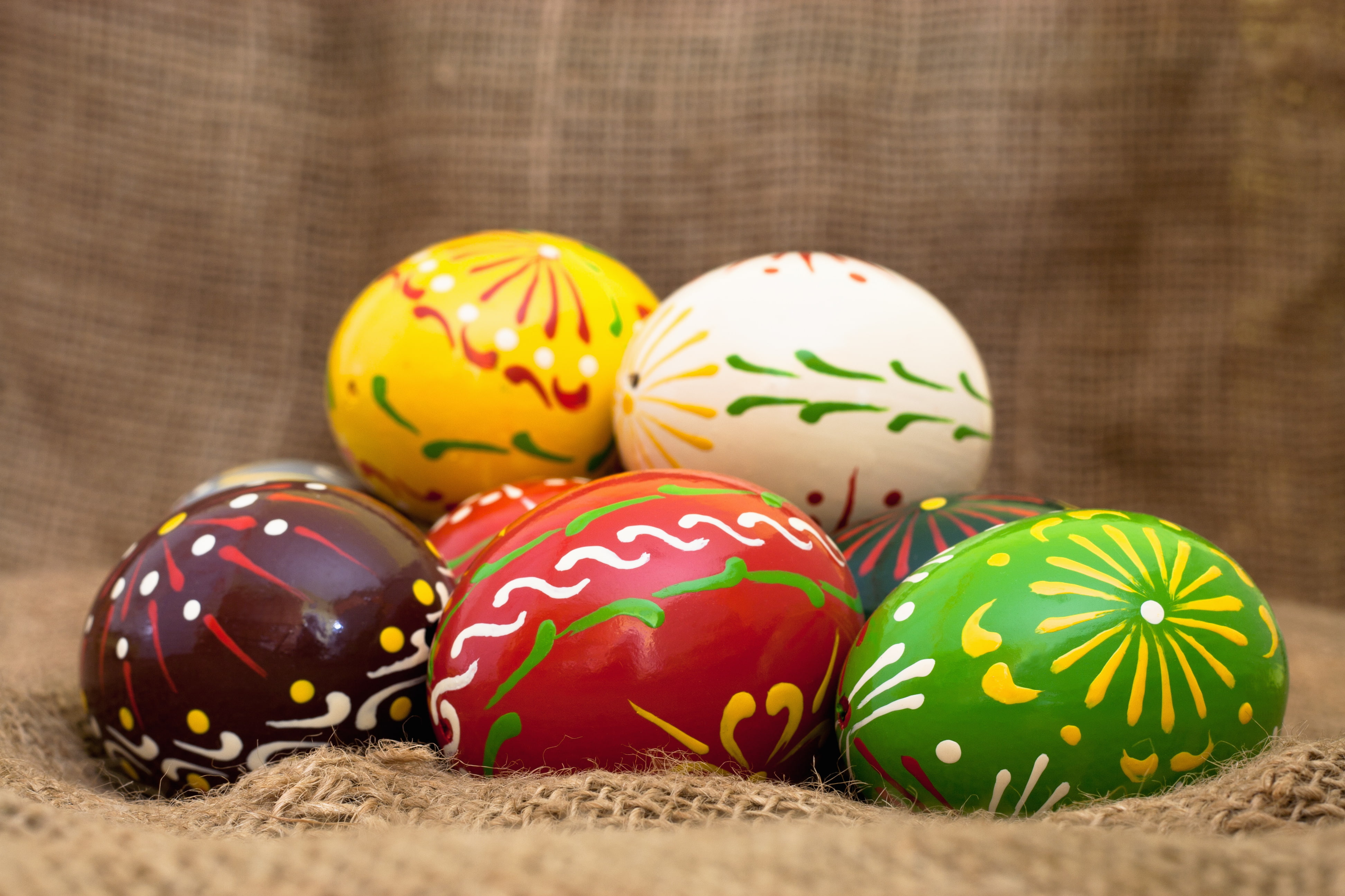 eggs, Easter, burlap