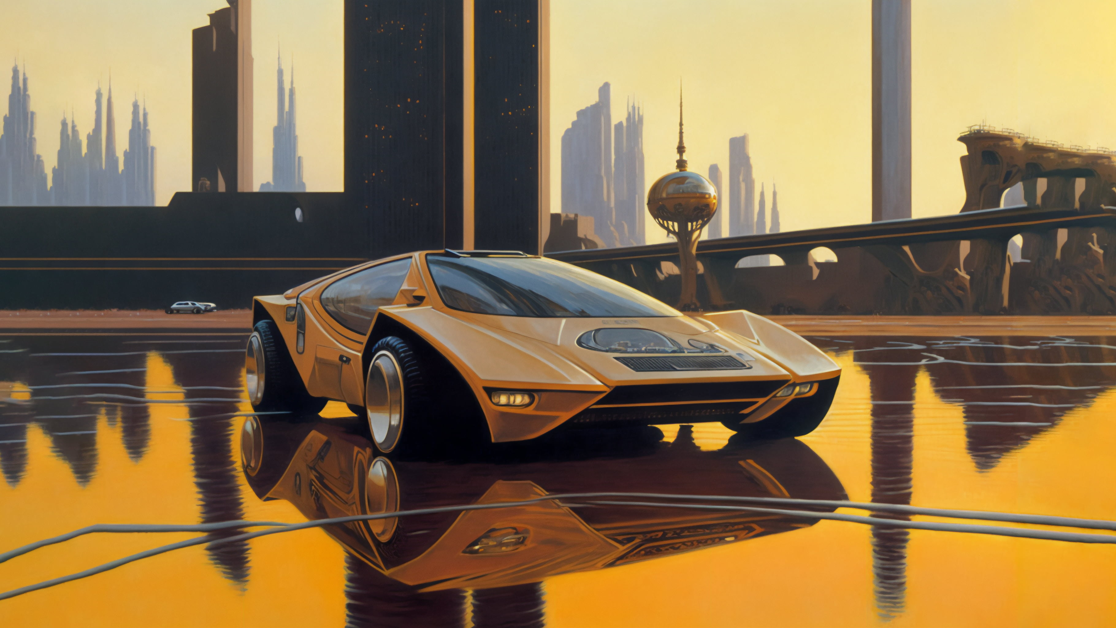 Free Download Hd Wallpaper Ai Art Syd Mead Concept Art Retro Science Fiction Sports Car 1775