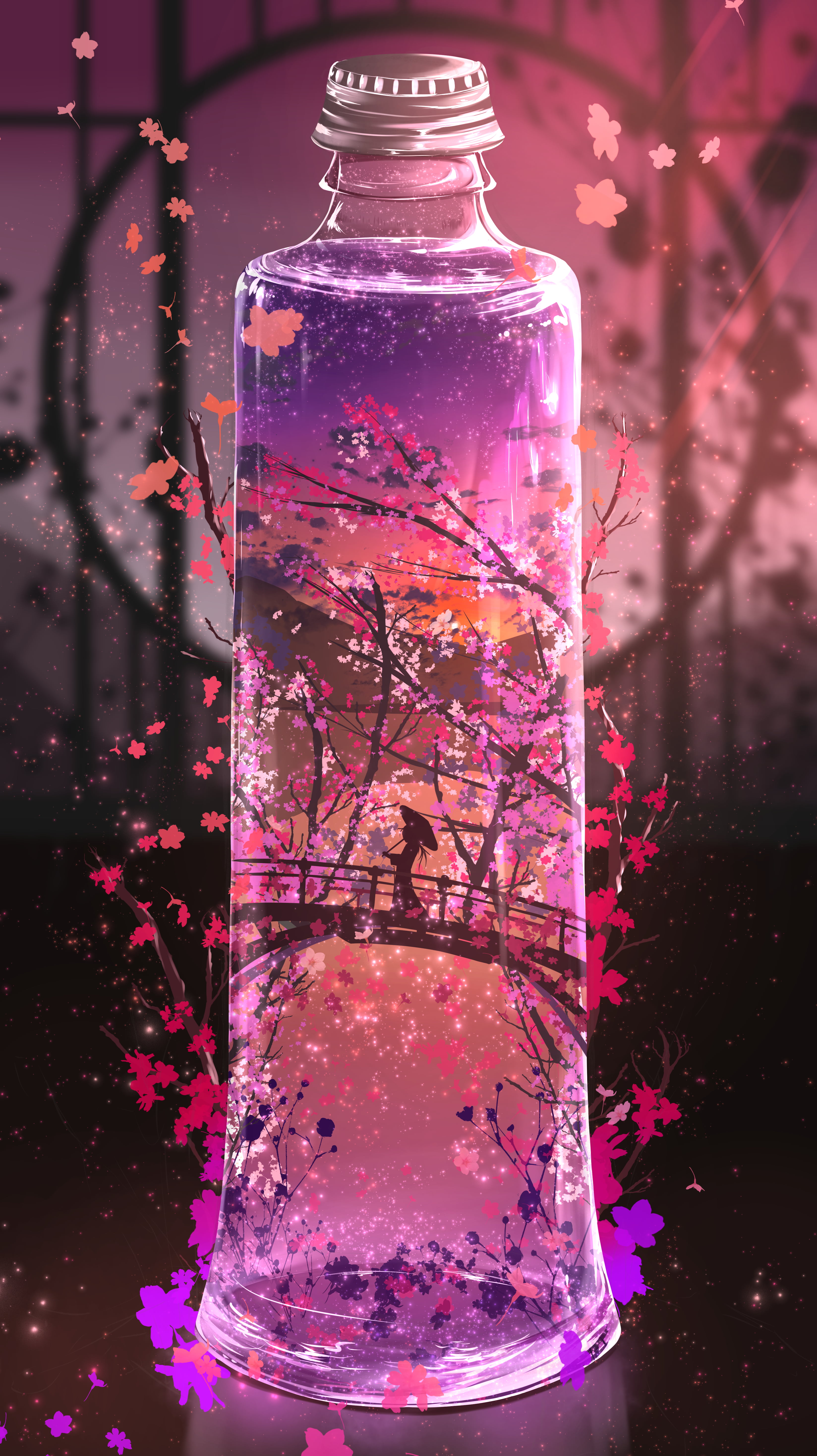 Tsuchiya, cherry blossom, Inside a glass, herbarium
