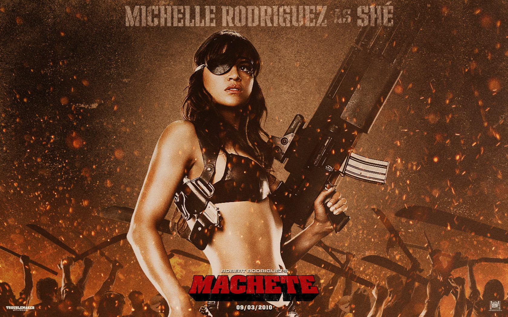 Michelle Rodriguez as She, Machete, fashion, young adult, glasses