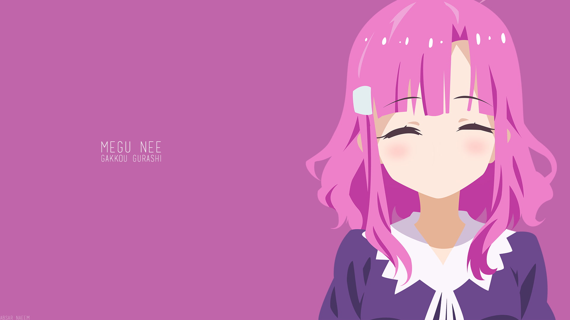 pink background, Gakkou Gurashi!, anime, anime girls, Sakura Megumi