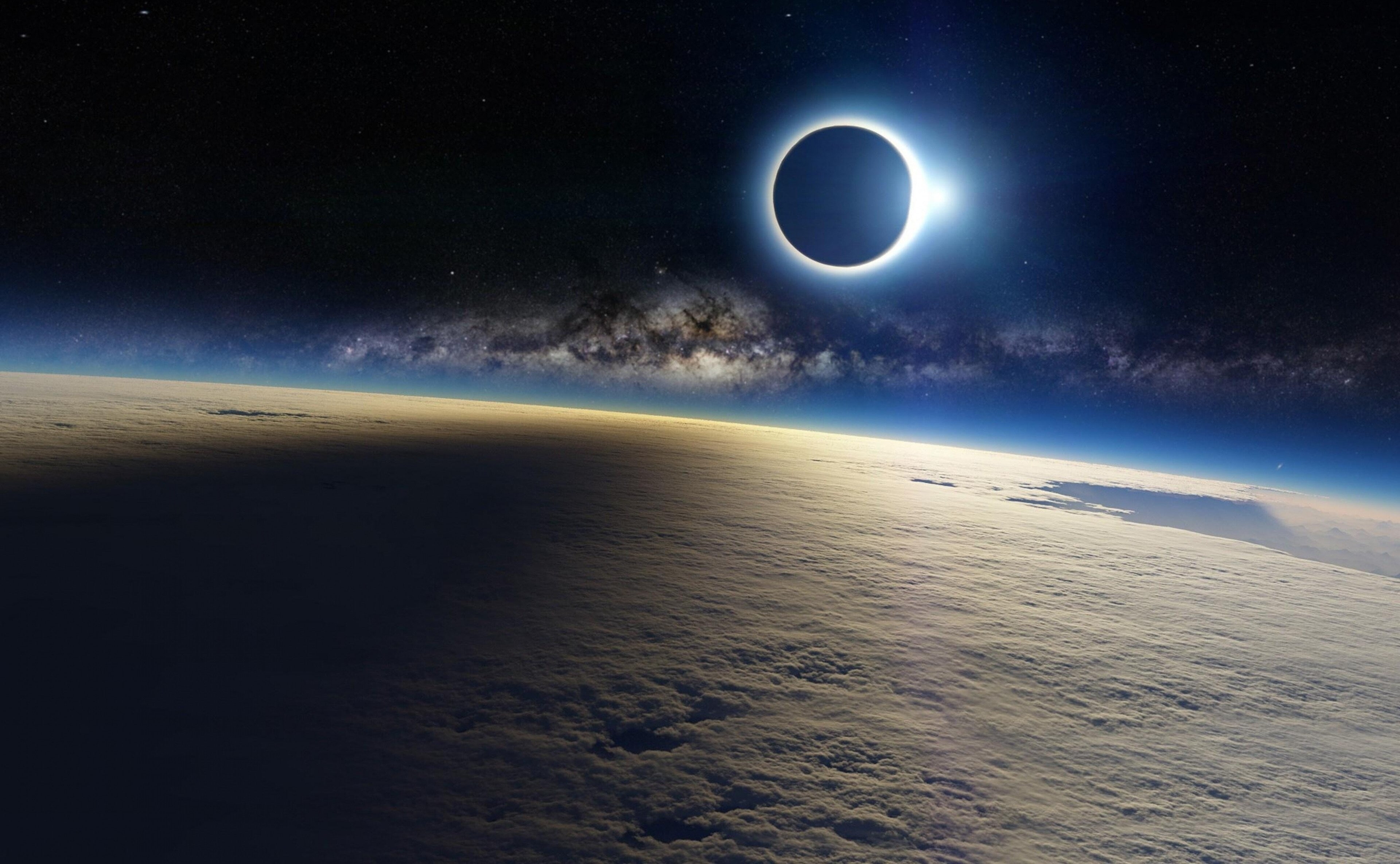 solar eclipse 4k desktop image