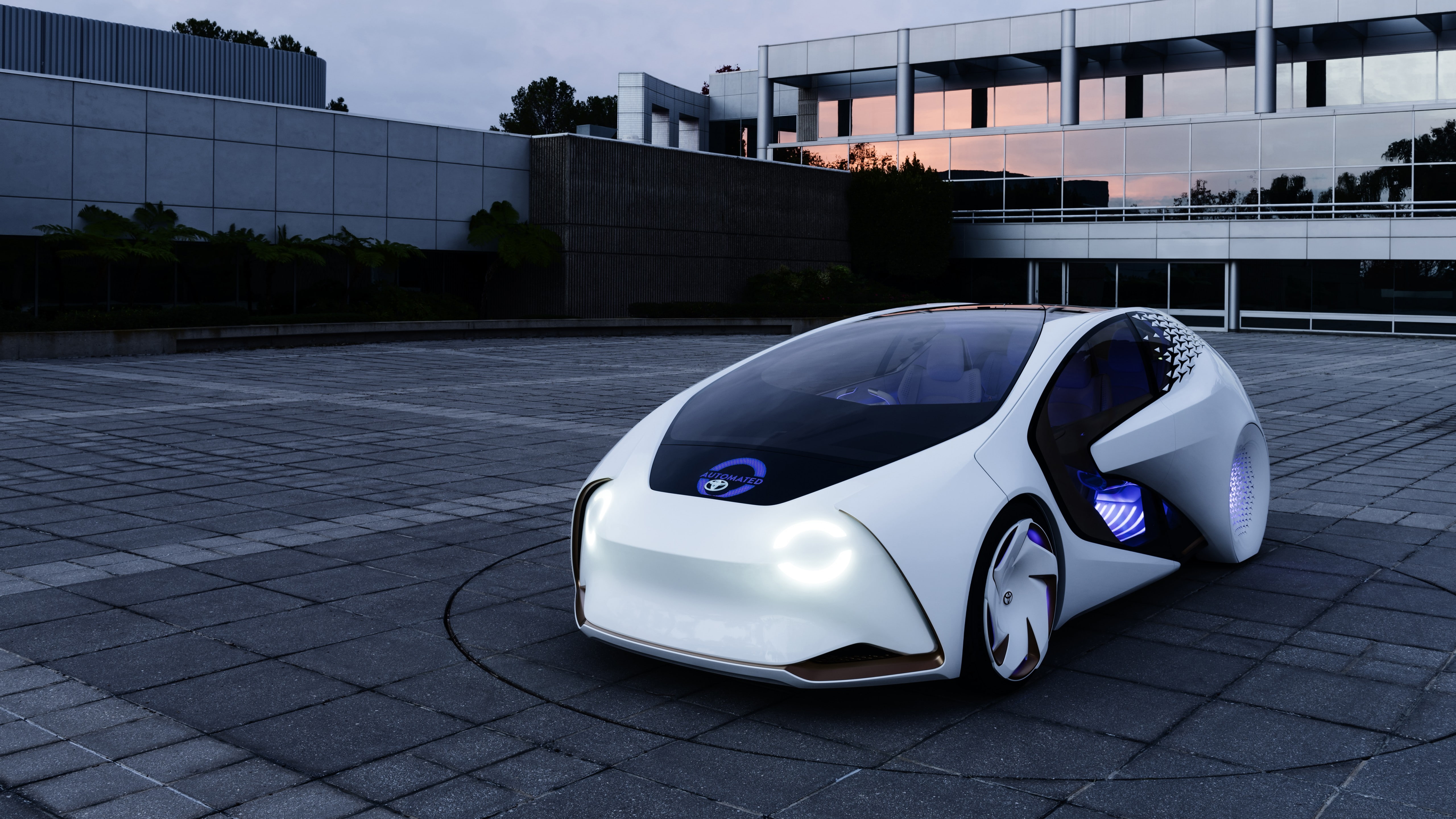 white and black concept smart car, Toyota Concept-i, electric car