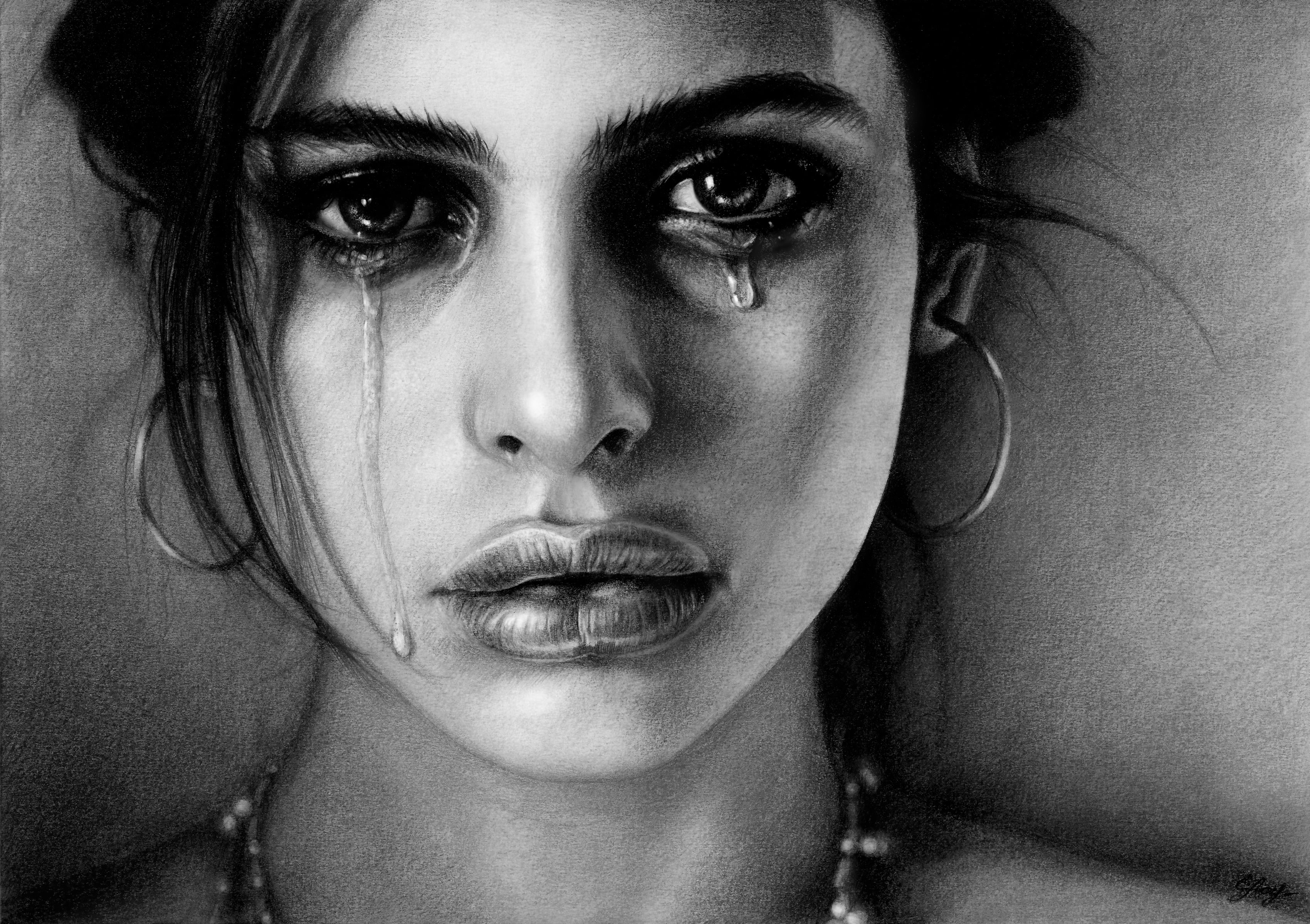 Artistic, Painting, Crying, Face, Girl, Sad, Woman