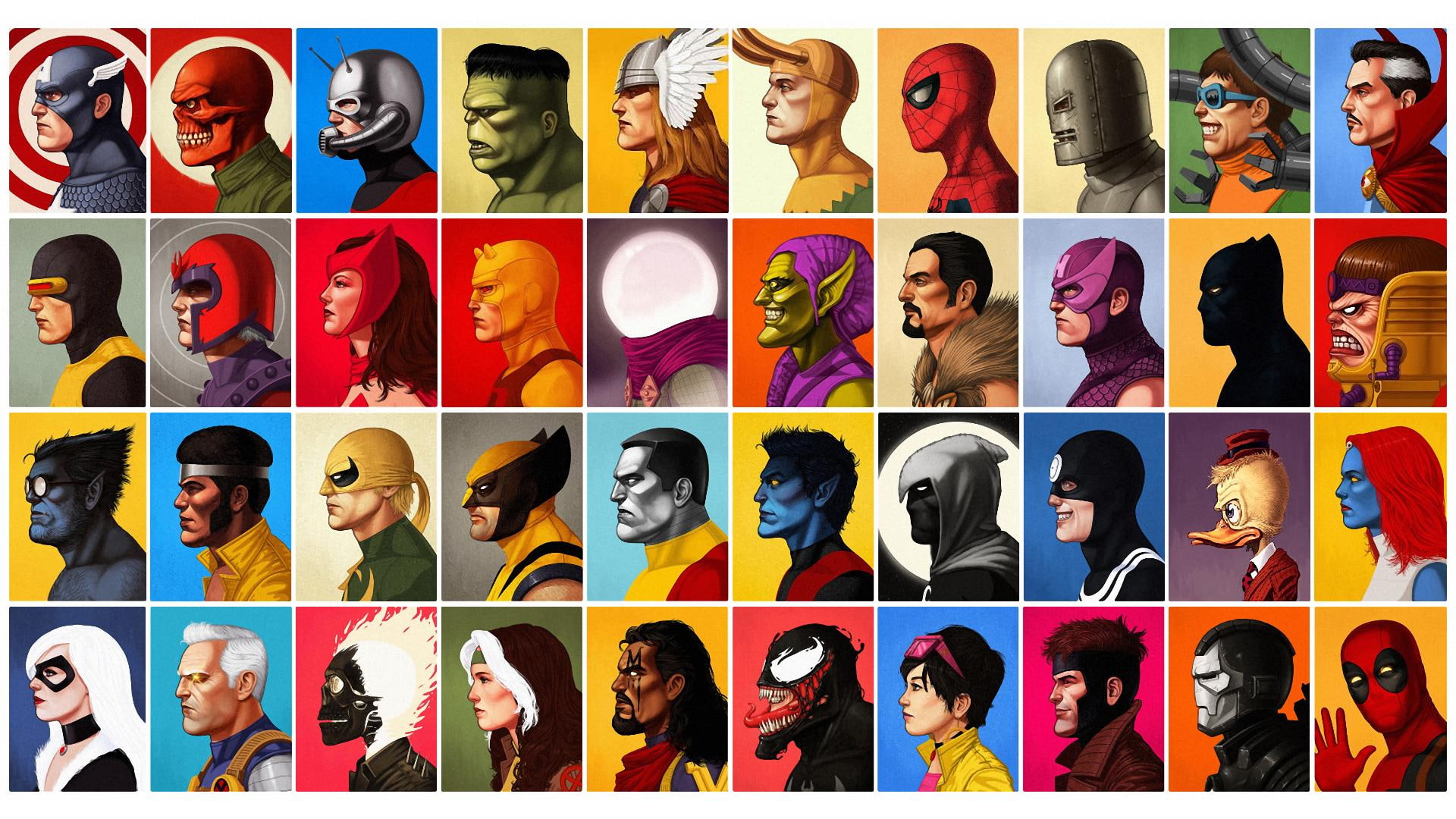 Marvel Comics, Hulk, Magneto, Deadpool, Wolverine, Luke Cage, Iron Man, Captain America, artwork, marvel characters