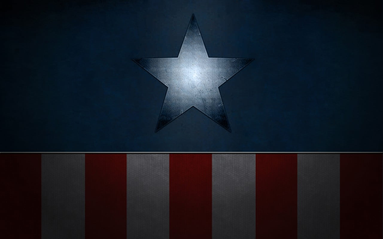 Captain America logo, minimalism, cartoon, digital art, shape