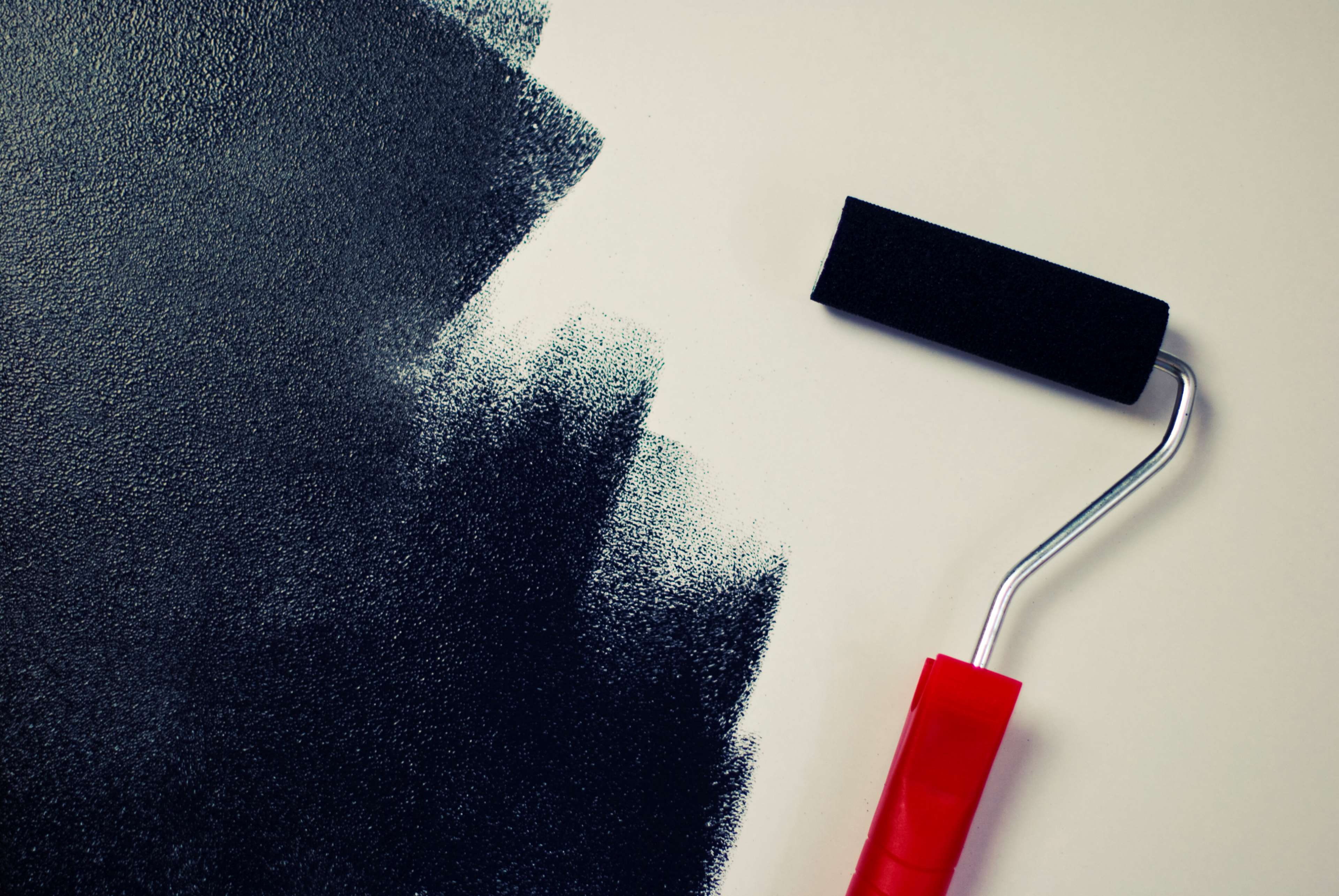 black, color, paint, painting, renovate, roller, wall, indoors