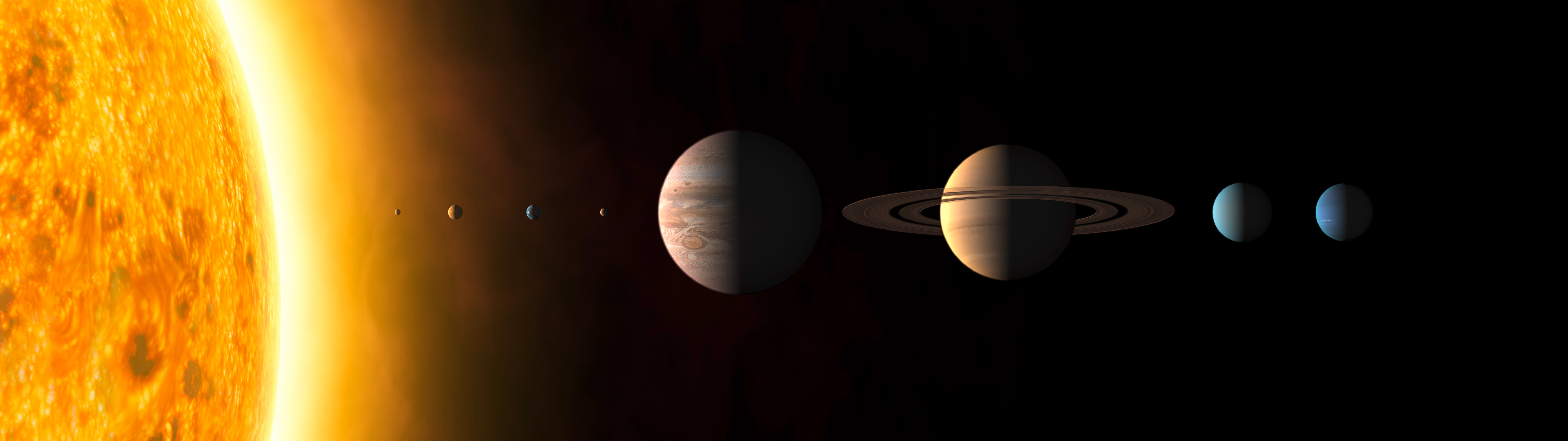 solar system illustration, multiple display, planet, space, Sun