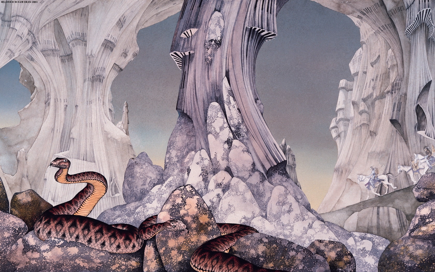 music path rocks snakes classic horses roger dean album covers riding 1974 cover art 70s yes relaye Animals Horses HD Art