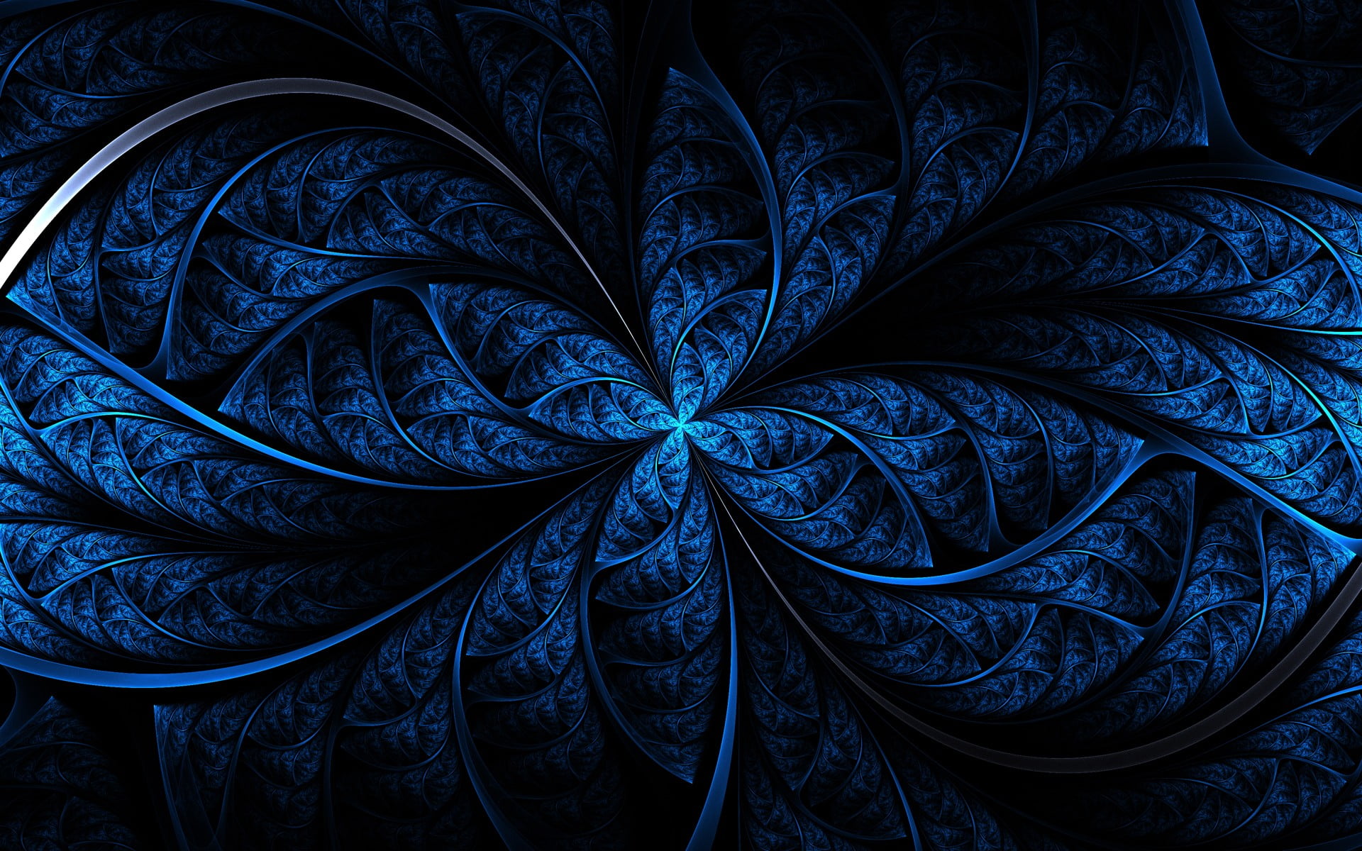 abstract, fractal, blue, digital art, backgrounds, full frame