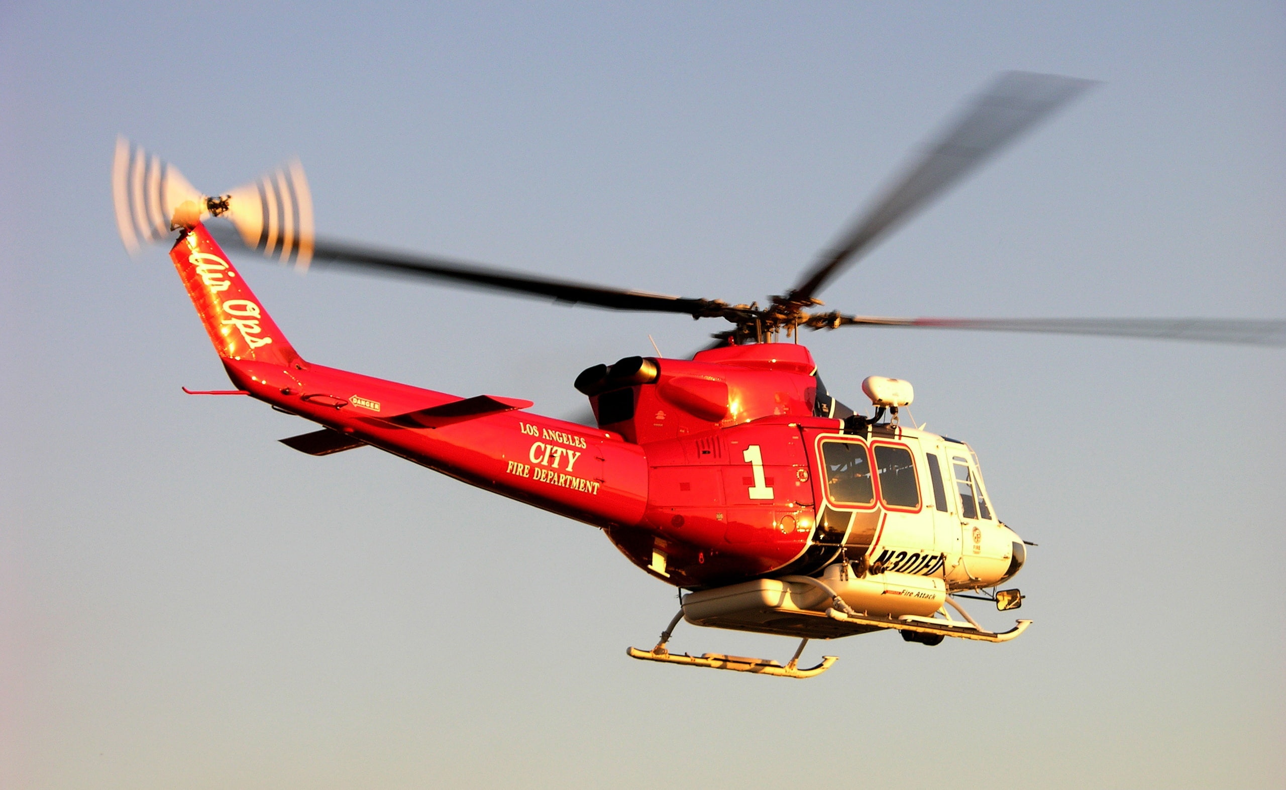 Los Angeles City Fire Department Helicopter, red and white chopper
