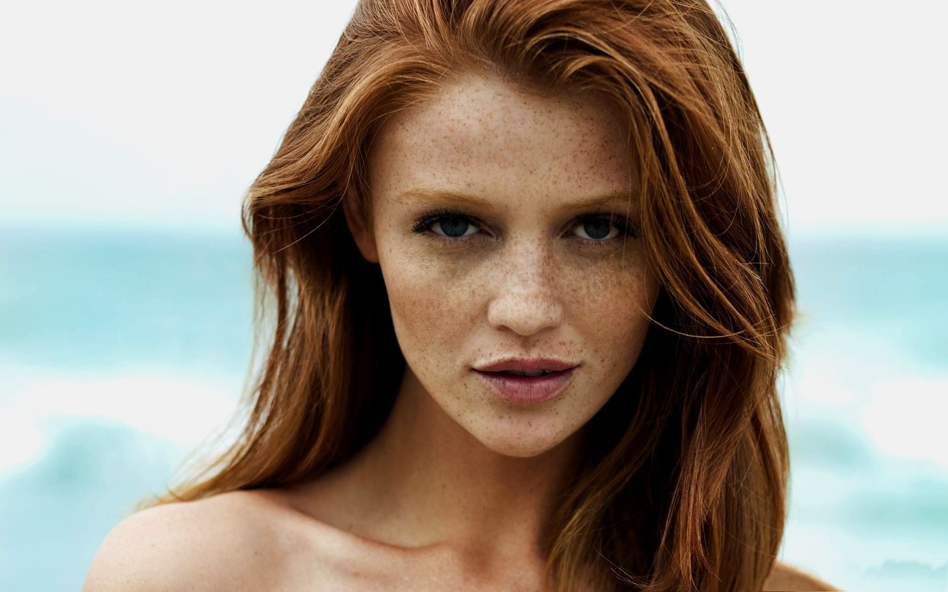 Cintia Dicker, women, redhead, freckles, model