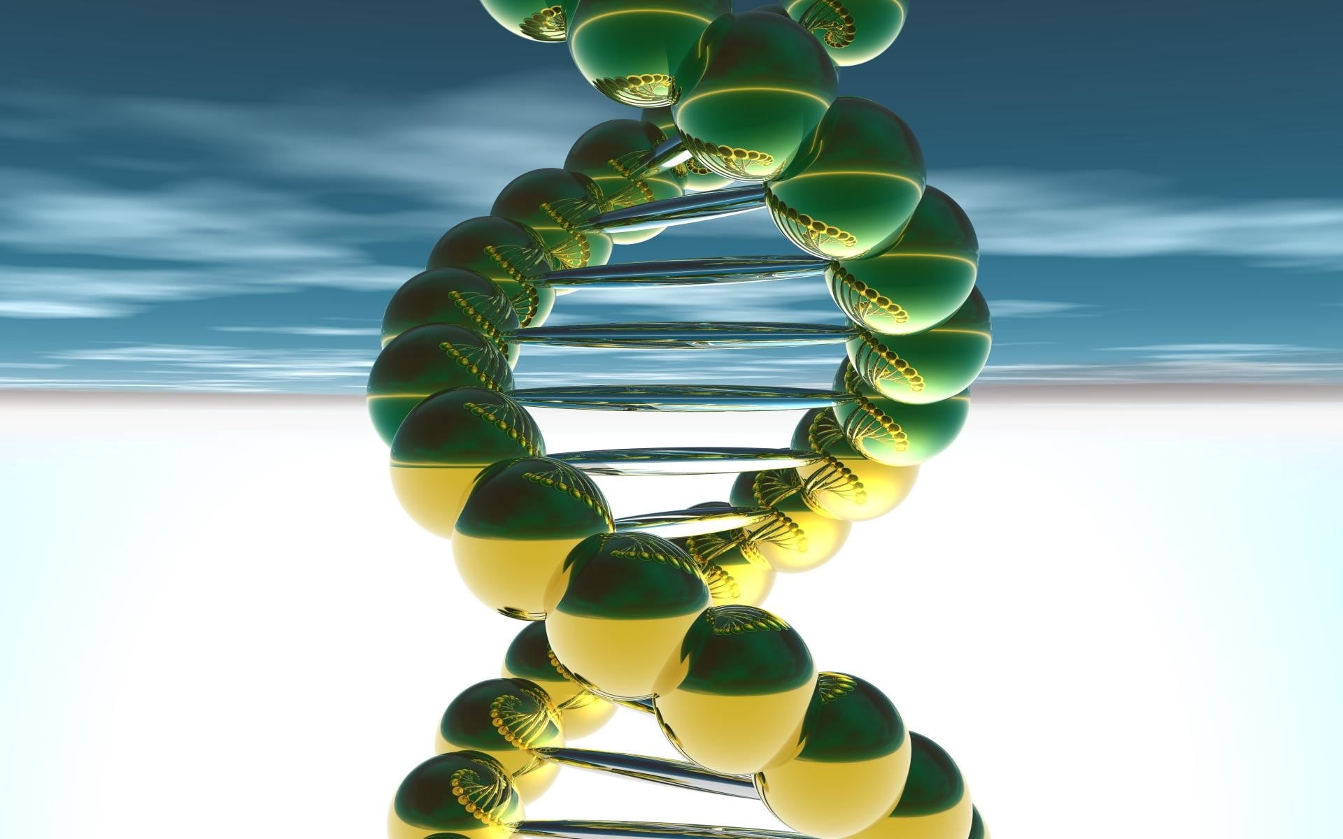 molecular module, cell, connections, balls, string, spiral, chromosome