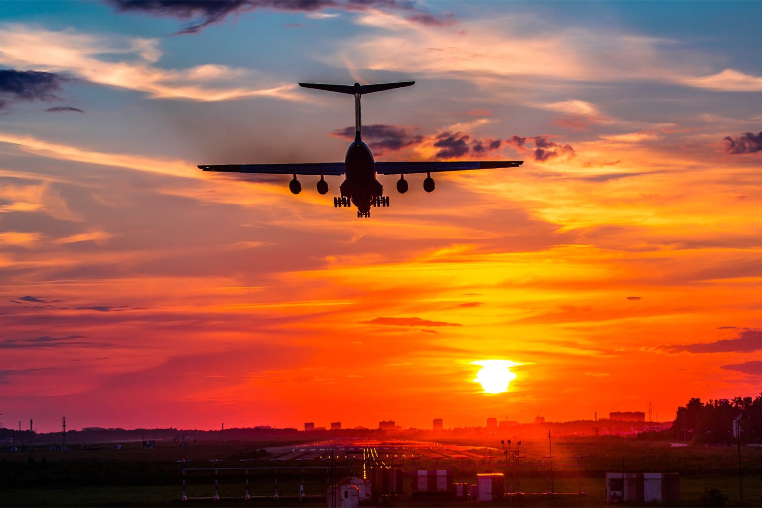 aircraft landing sunset il 76, sky, orange color, cloud - sky
