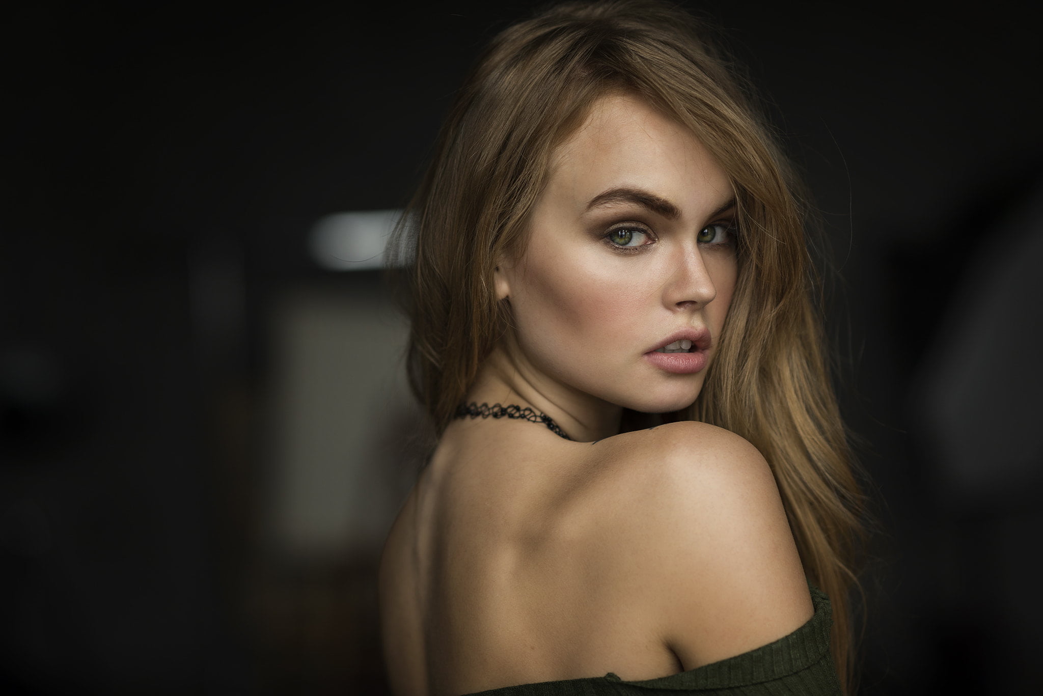 Free Download Hd Wallpaper Anastasia Scheglova Women Blonde Choker Model Face Portrait