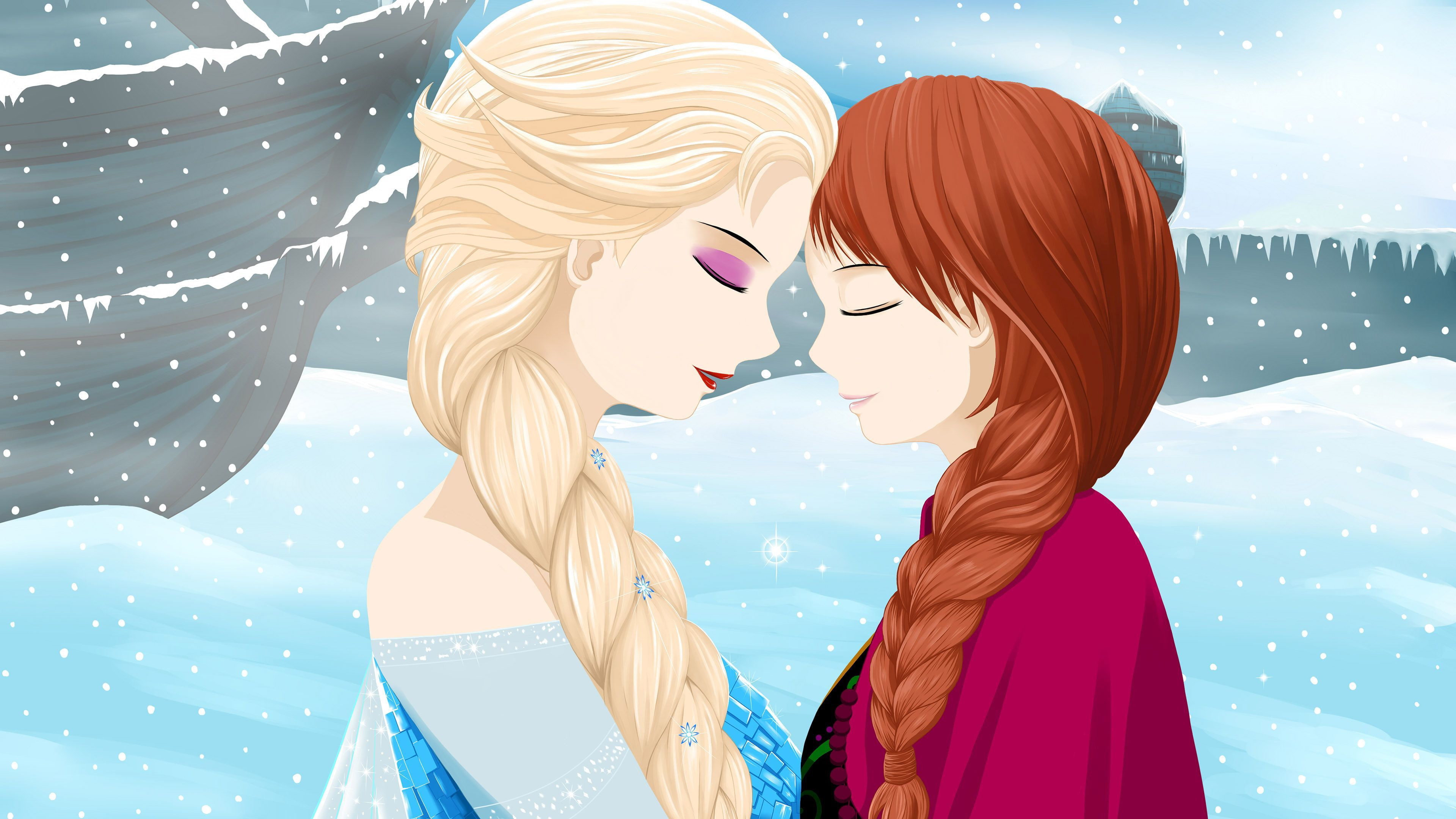 3840x2160, cartoons, Anna, frozen, Elsa, 4k cartoon
