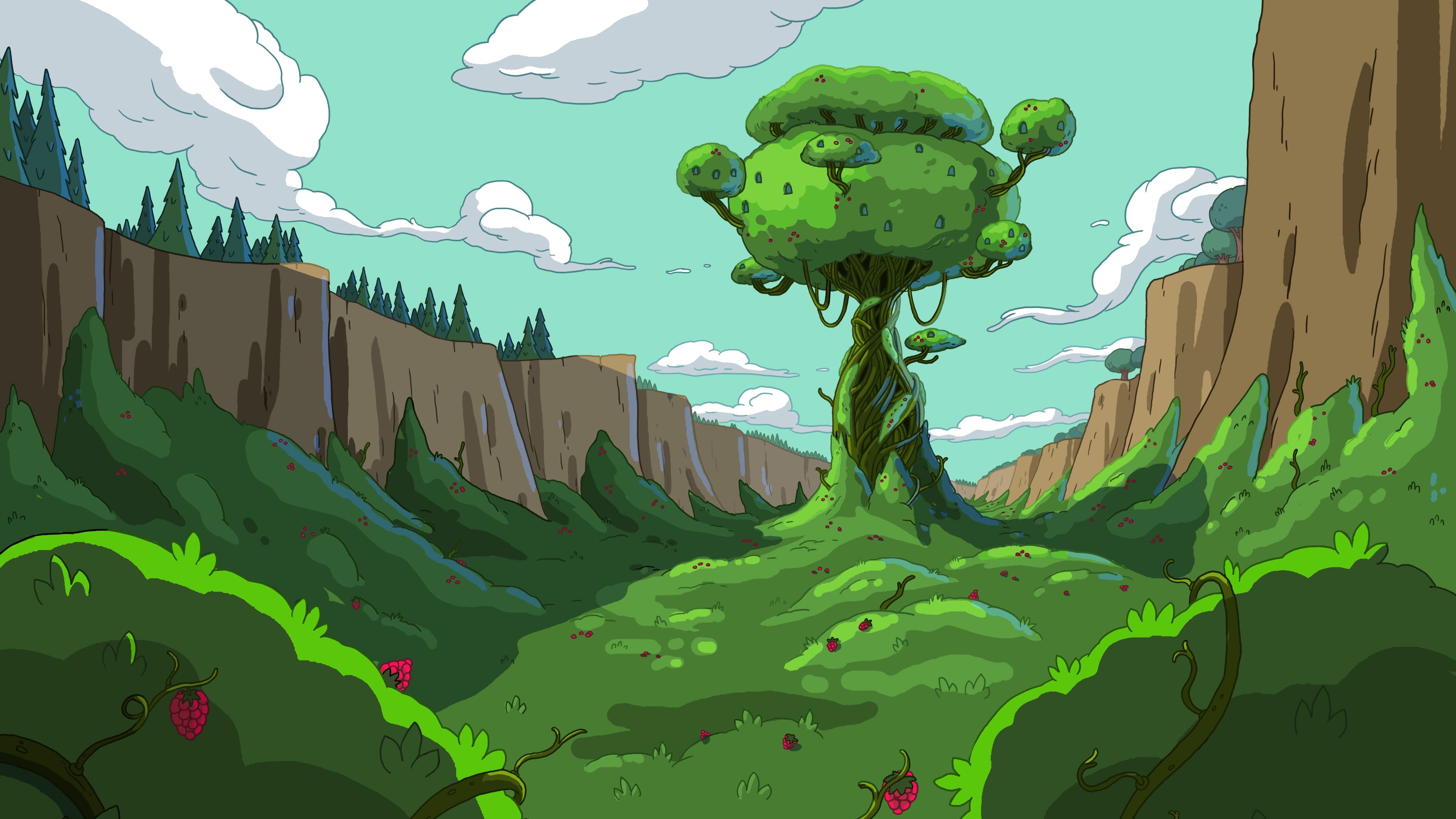 Adventure Time, cartoon, green color, nature, sky, no people