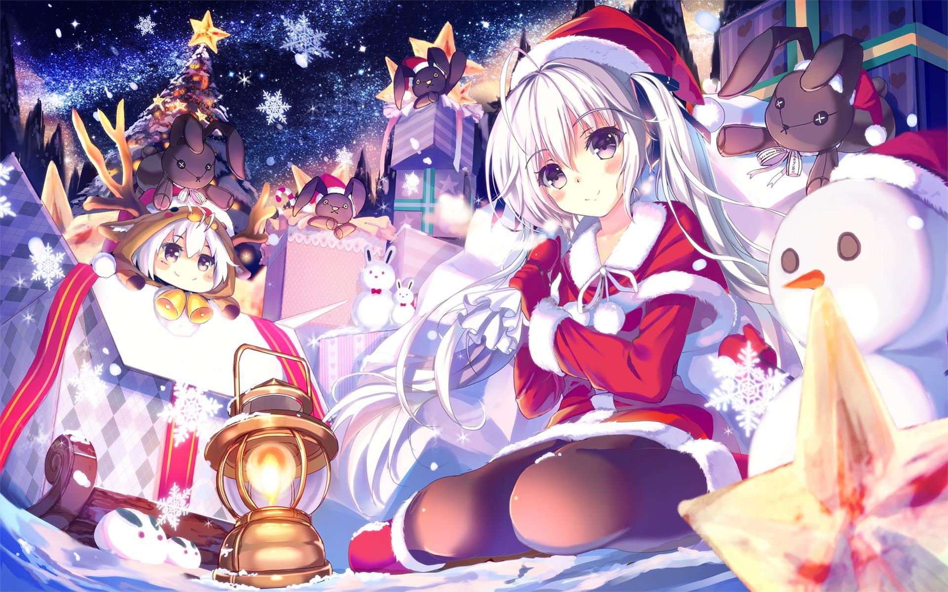 Anime Girls, Christmas, Yosuga no Sora, Kasugano Sora, girl in santa costume anime character