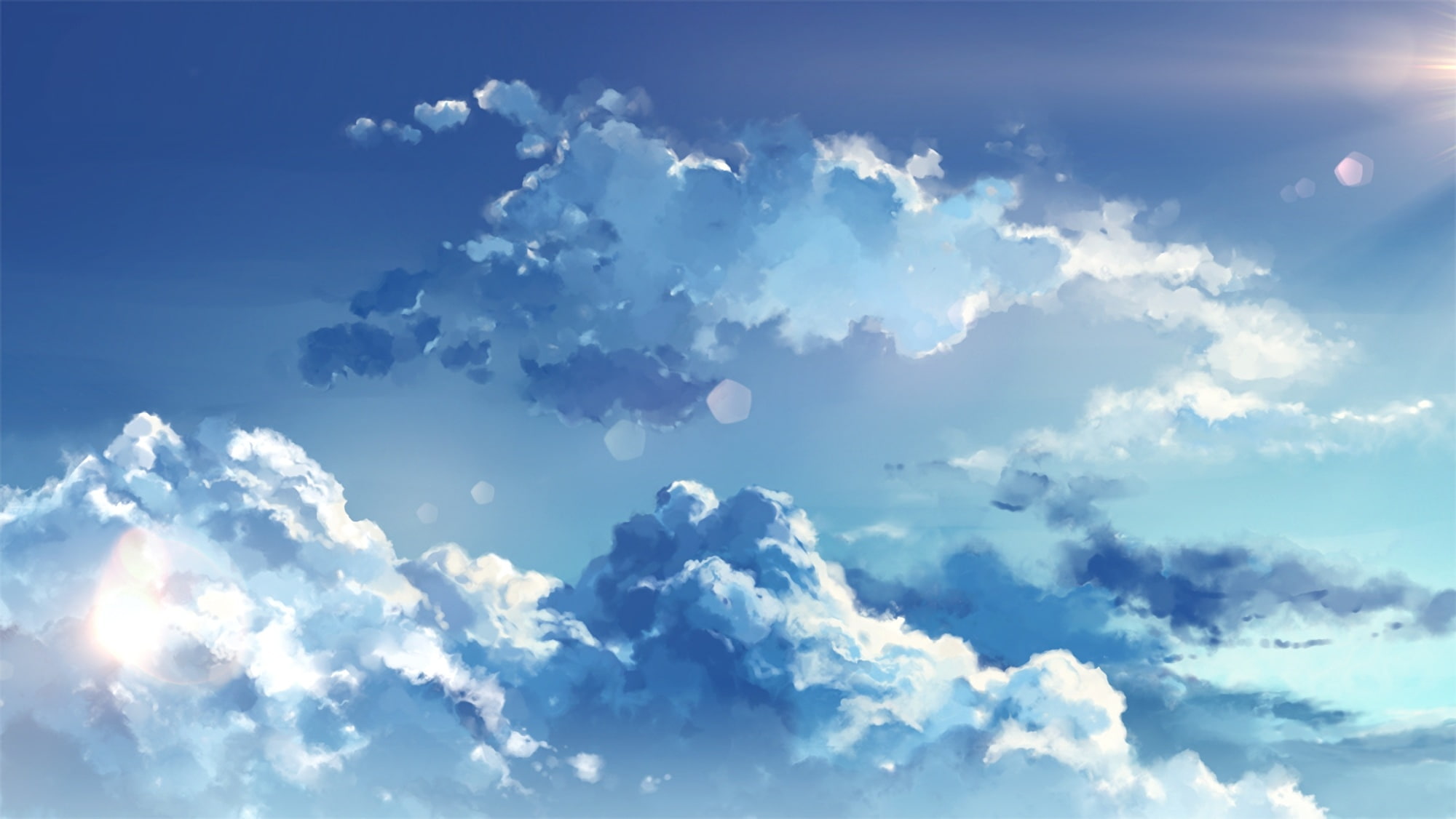 anime clouds, sky, cloud - sky, blue, beauty in nature, cloudscape