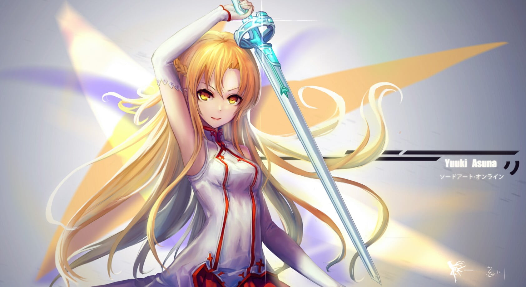 female animated character holding sword digital wallpaper, Sword Art Online